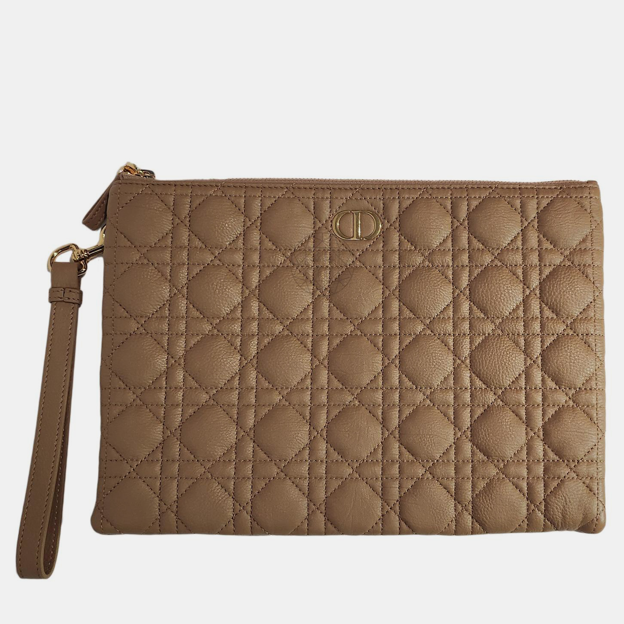 

Christian Dior Beige Cannage Pouch, Brown