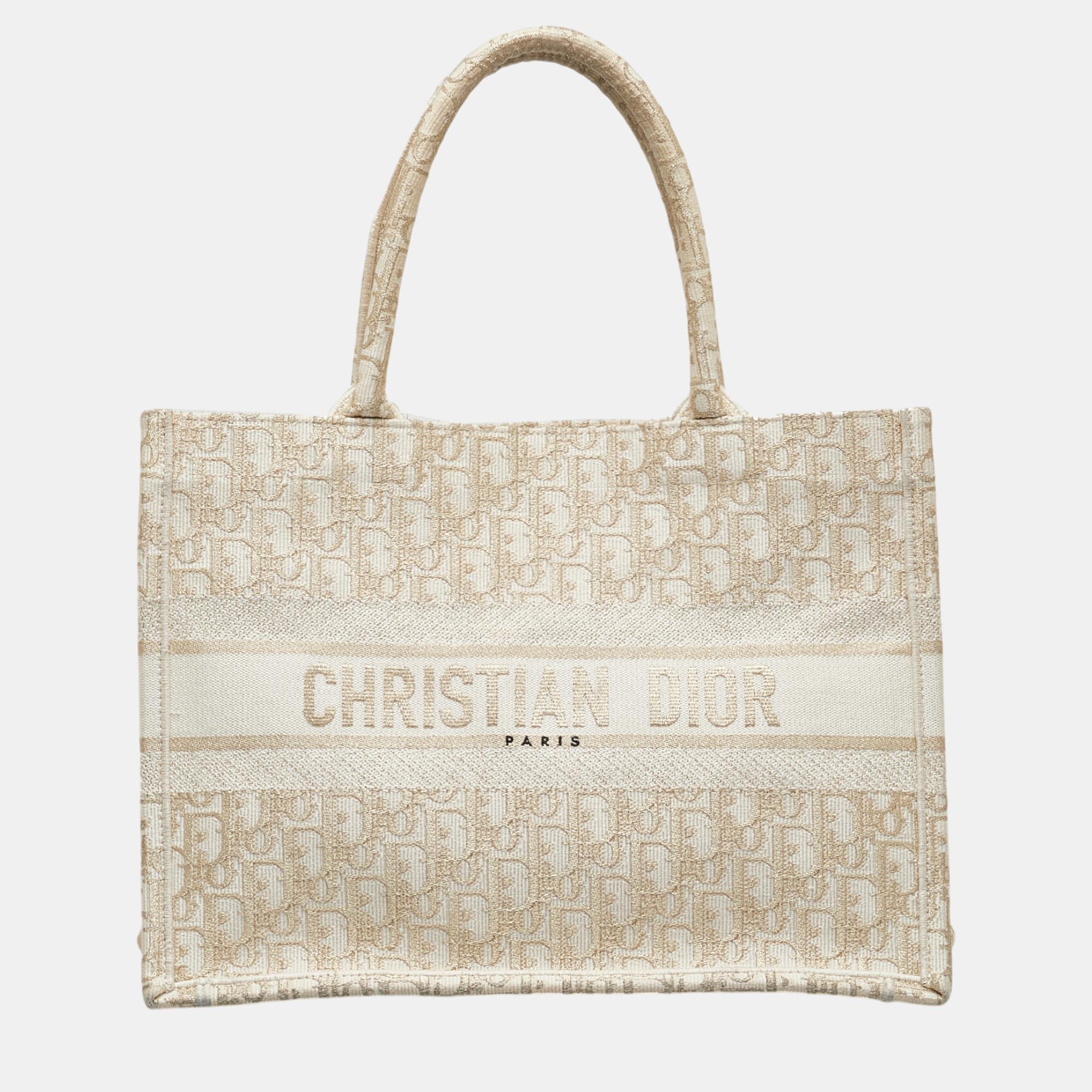 

Dior Beige/Brown Medium Oblique Book Tote