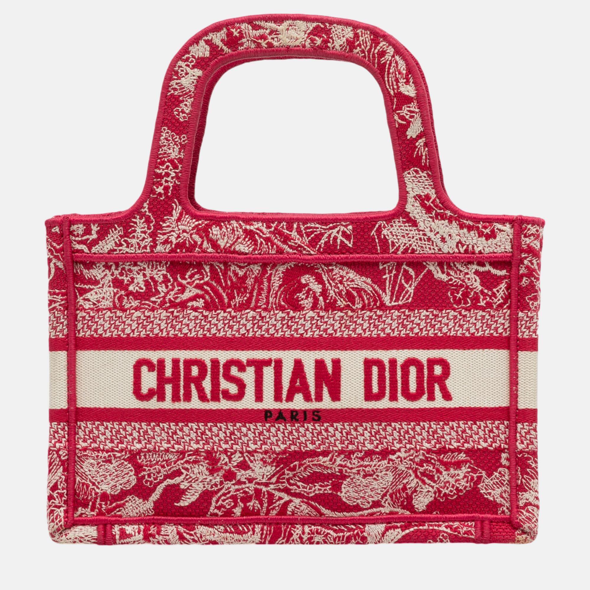 

Dior Red Mini Embroidered Book Tote