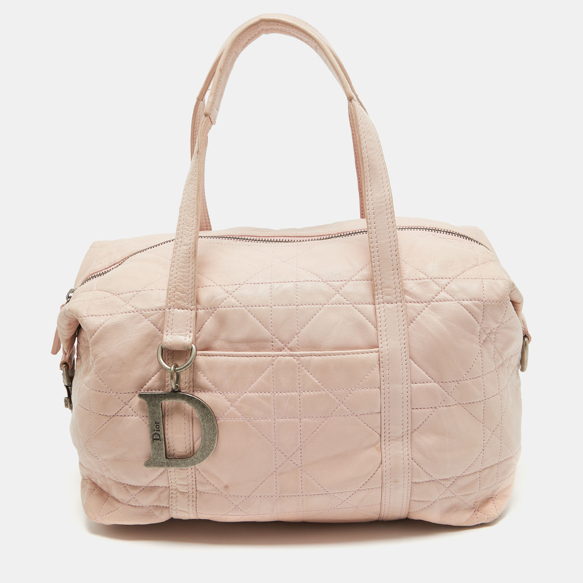 

Dior Light Pink Cannage Soft Leather D Charm Boston Bag