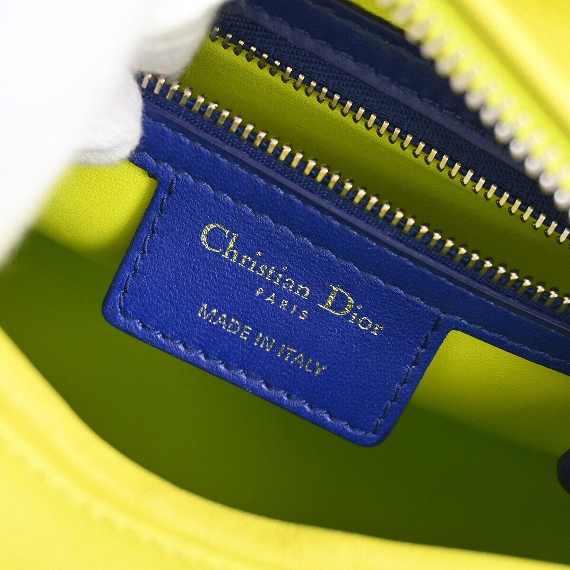 Christian Dior Tricolor Lambskin Lady Dior Cannage Handbag 