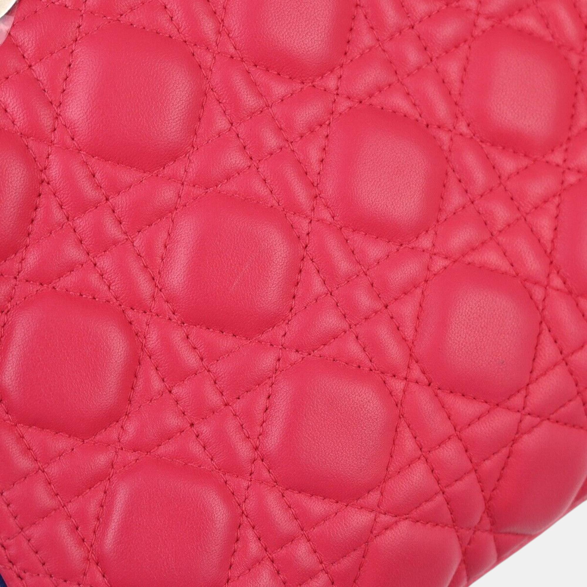 Christian Dior Tricolor Lambskin Lady Dior Cannage Handbag 