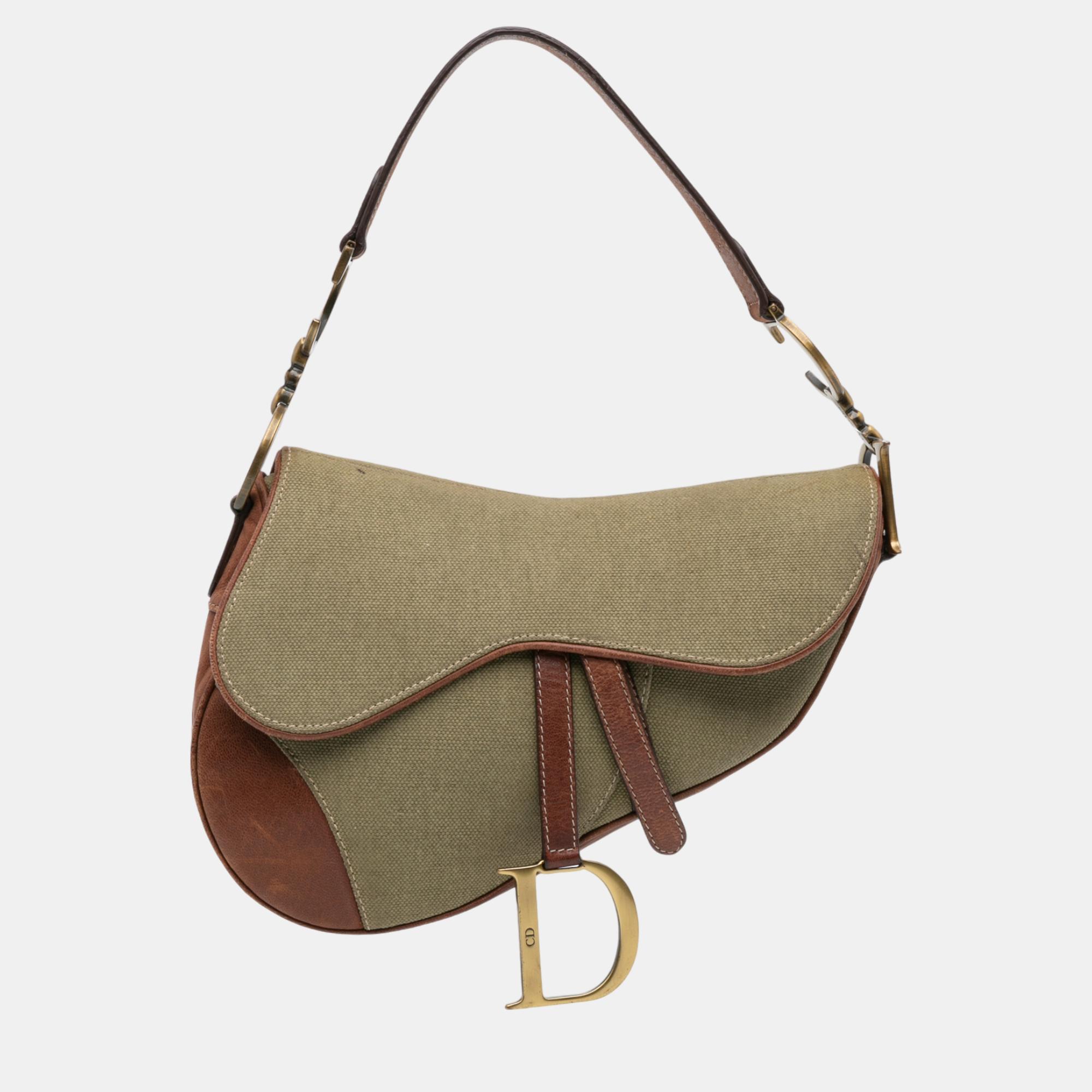 

Dior Green Canvas Saddle