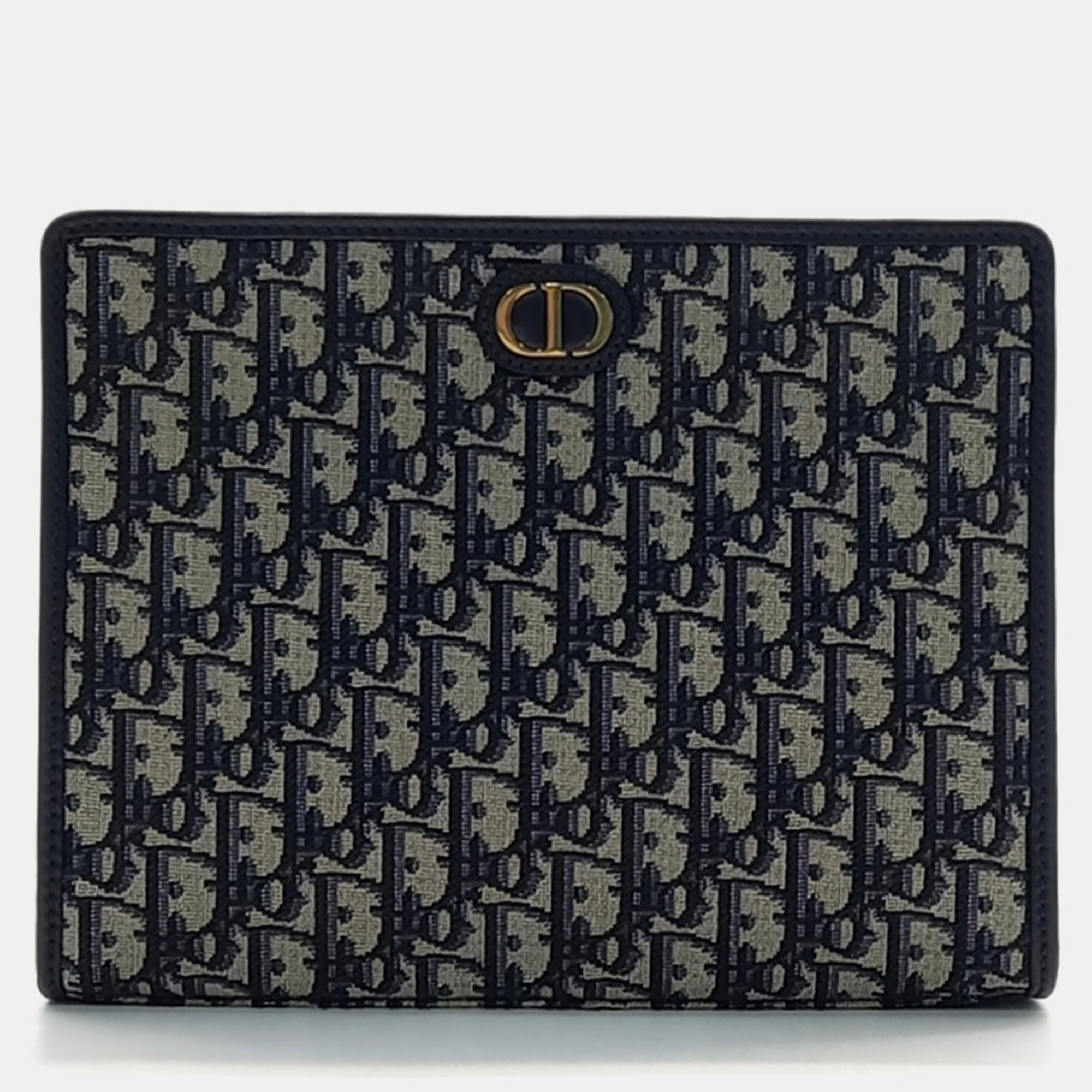 Pre-owned Dior Christian  Oblique 30 Montene Pouch In Navy Blue