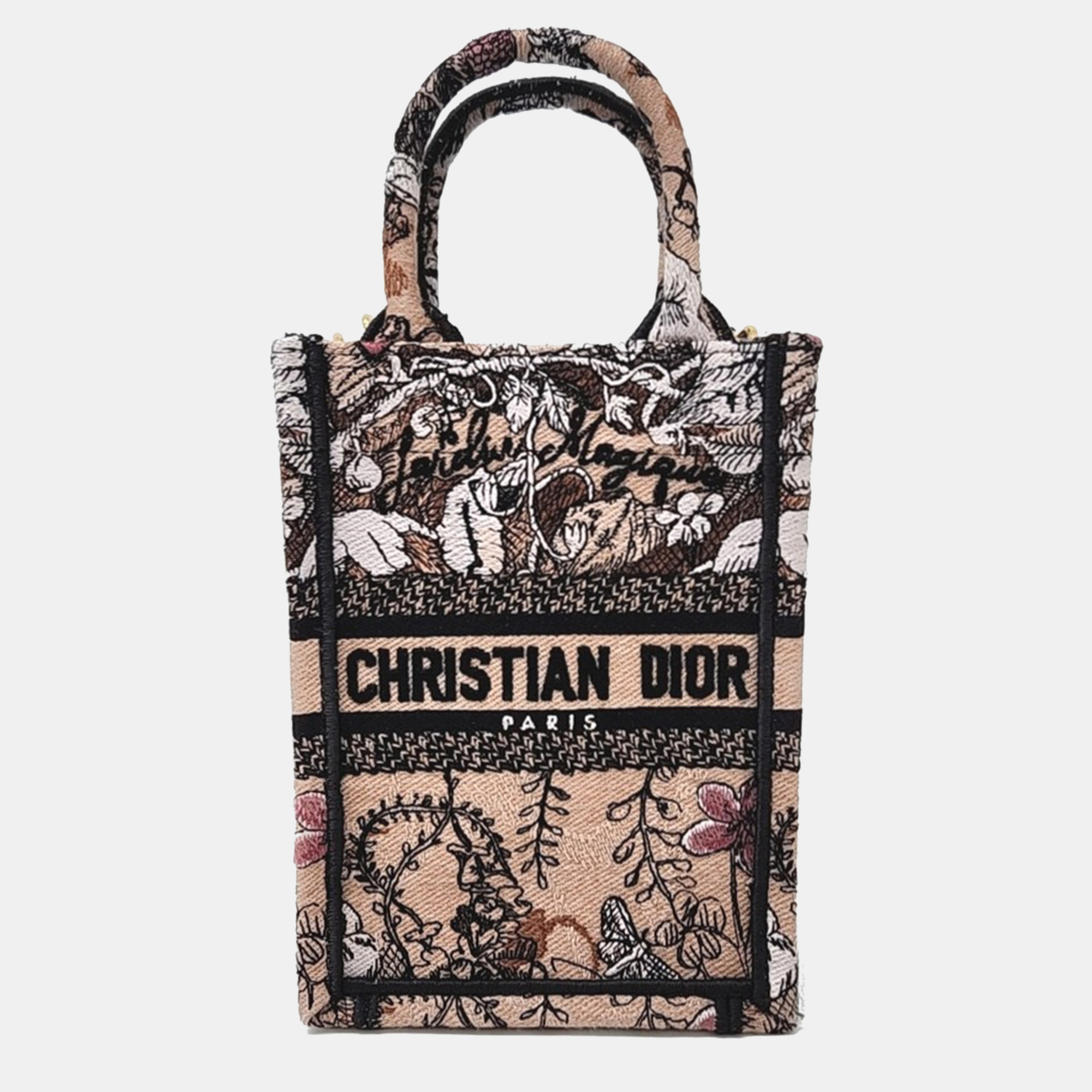 Pre-owned Dior Christian  Book Tote Mini Cell Phone Bag In Multicolor