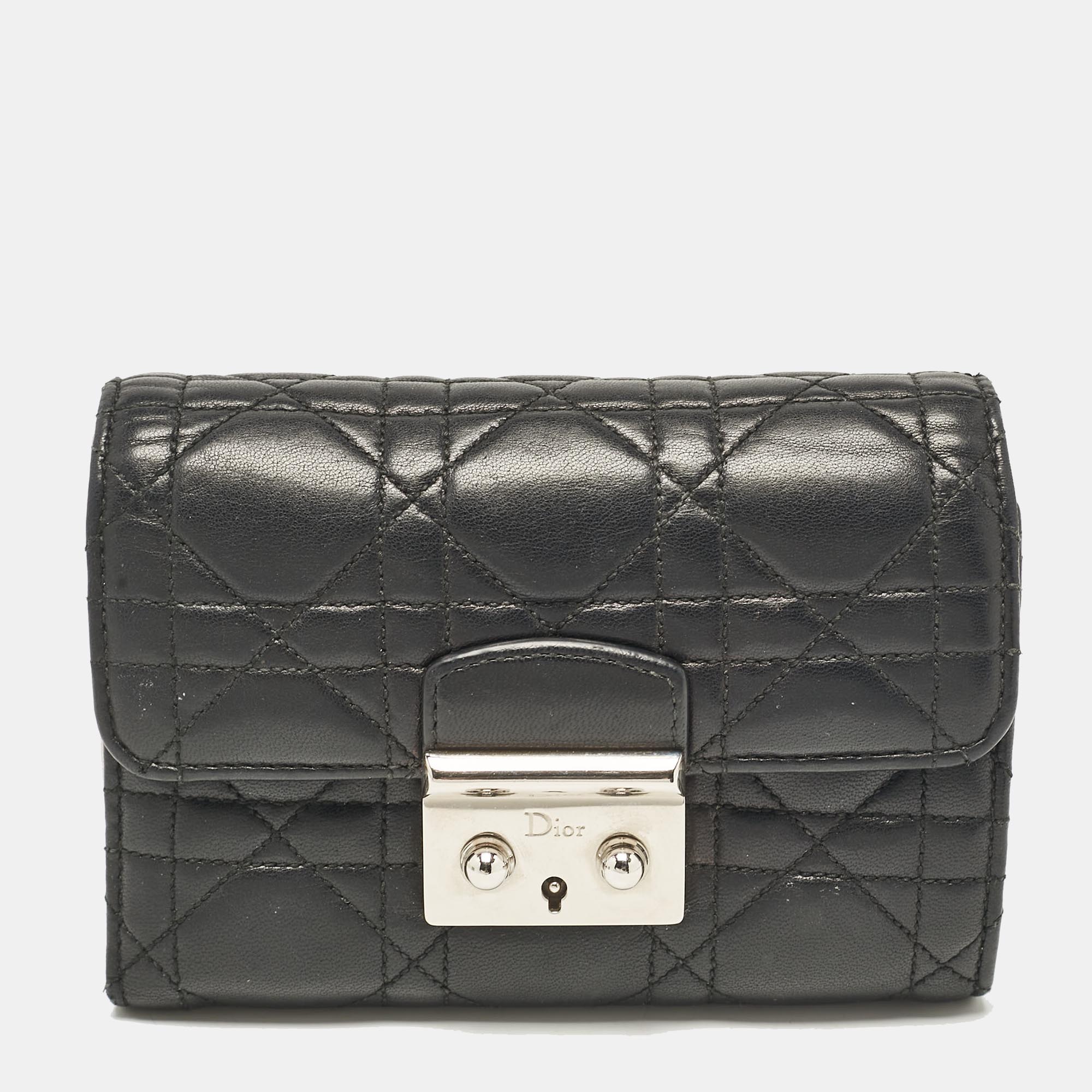 

Dior Black Cannage Leather Miss Dior Compact Wallet