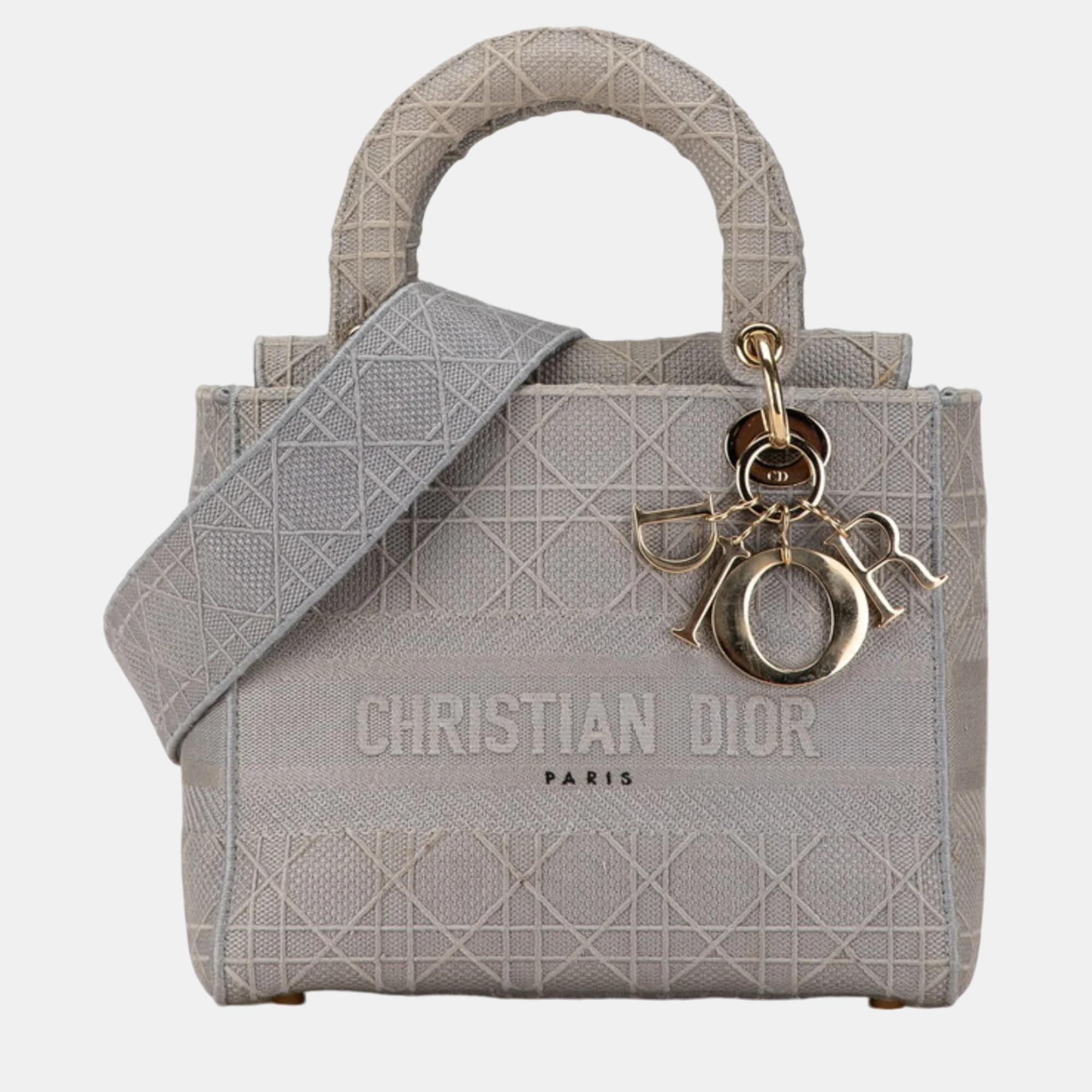 

Christian Dior Grey Canvas Dior Cannage Diorissimo Lady Handbag