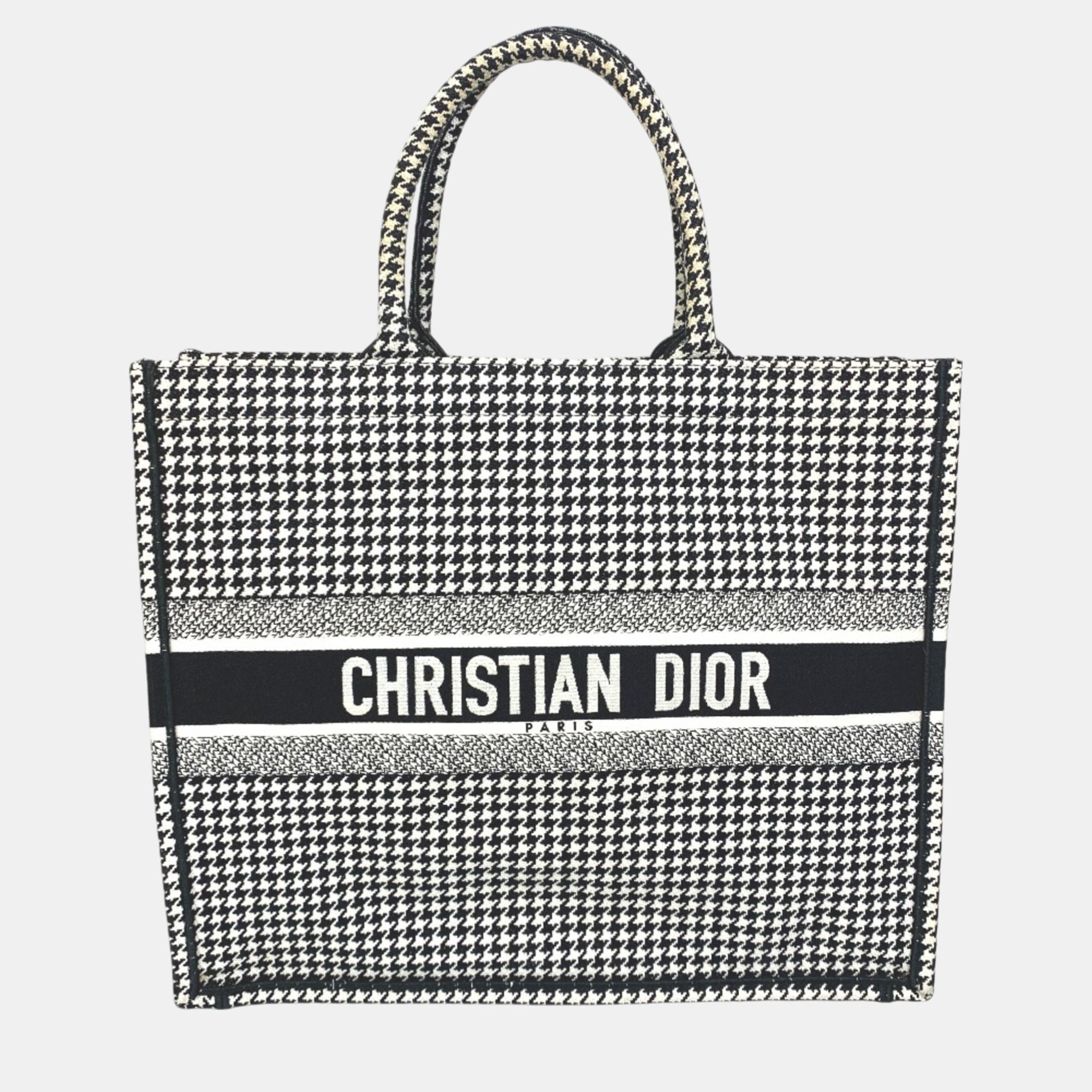 

Dior White/Black Houndstooth Book Tote Bag