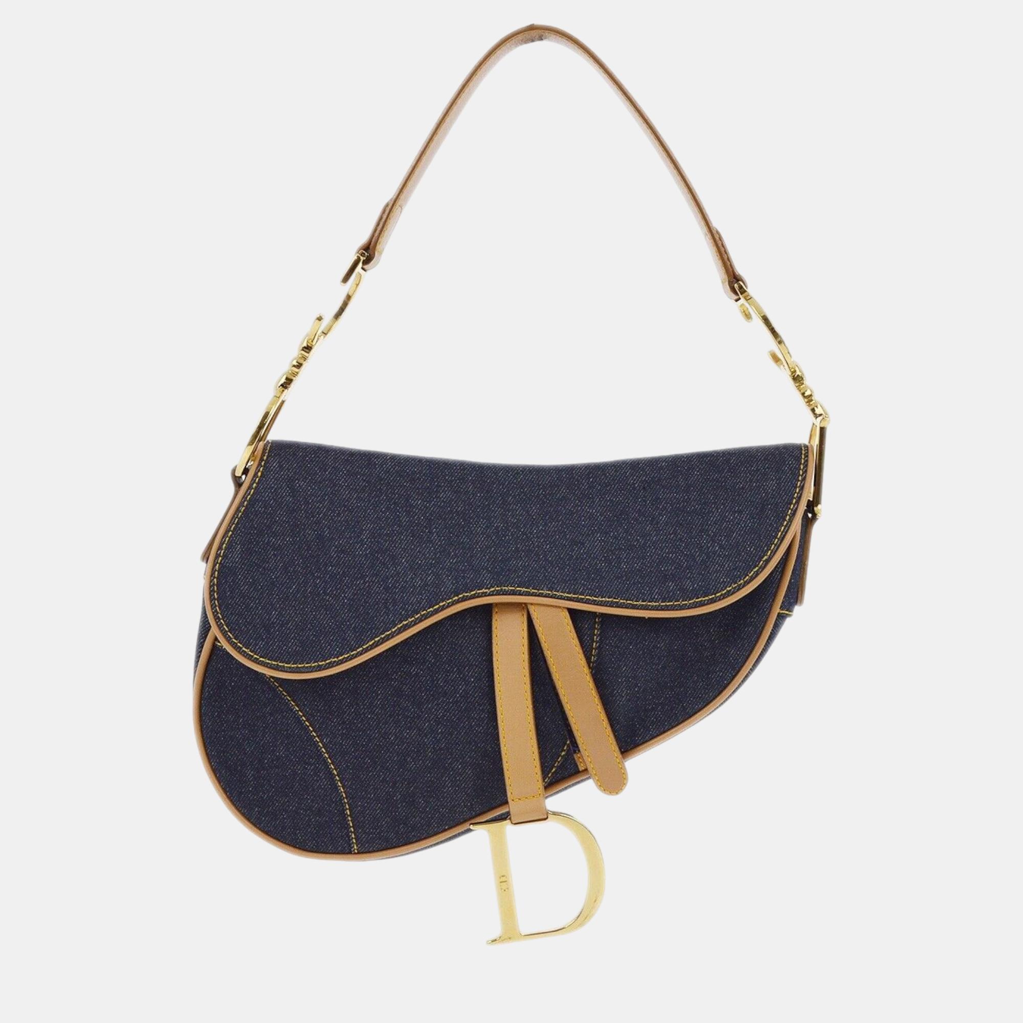 

Christian Dior Blue Denim Saddle Handbag