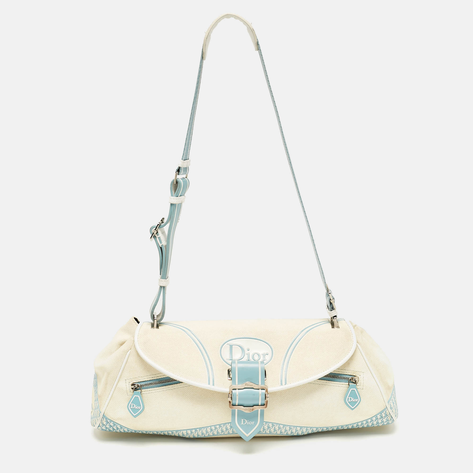 

Dior Light Blue/White Canvas and Rubber Flap Shoulder Bag