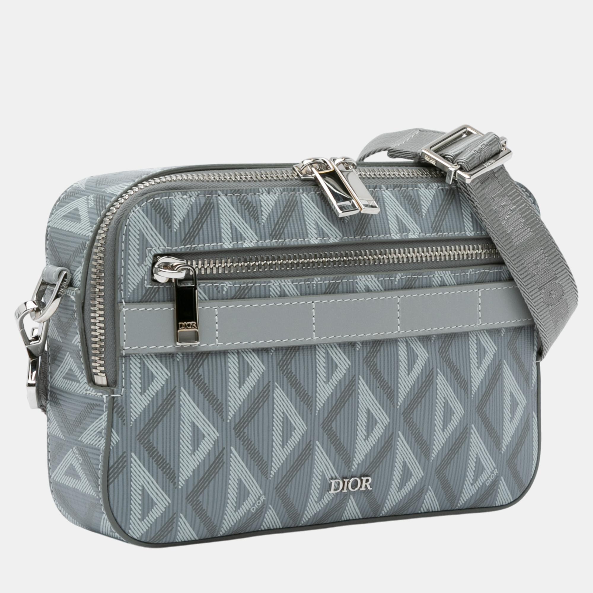 Dior Grey CD Diamond Safari Bag with Strap 