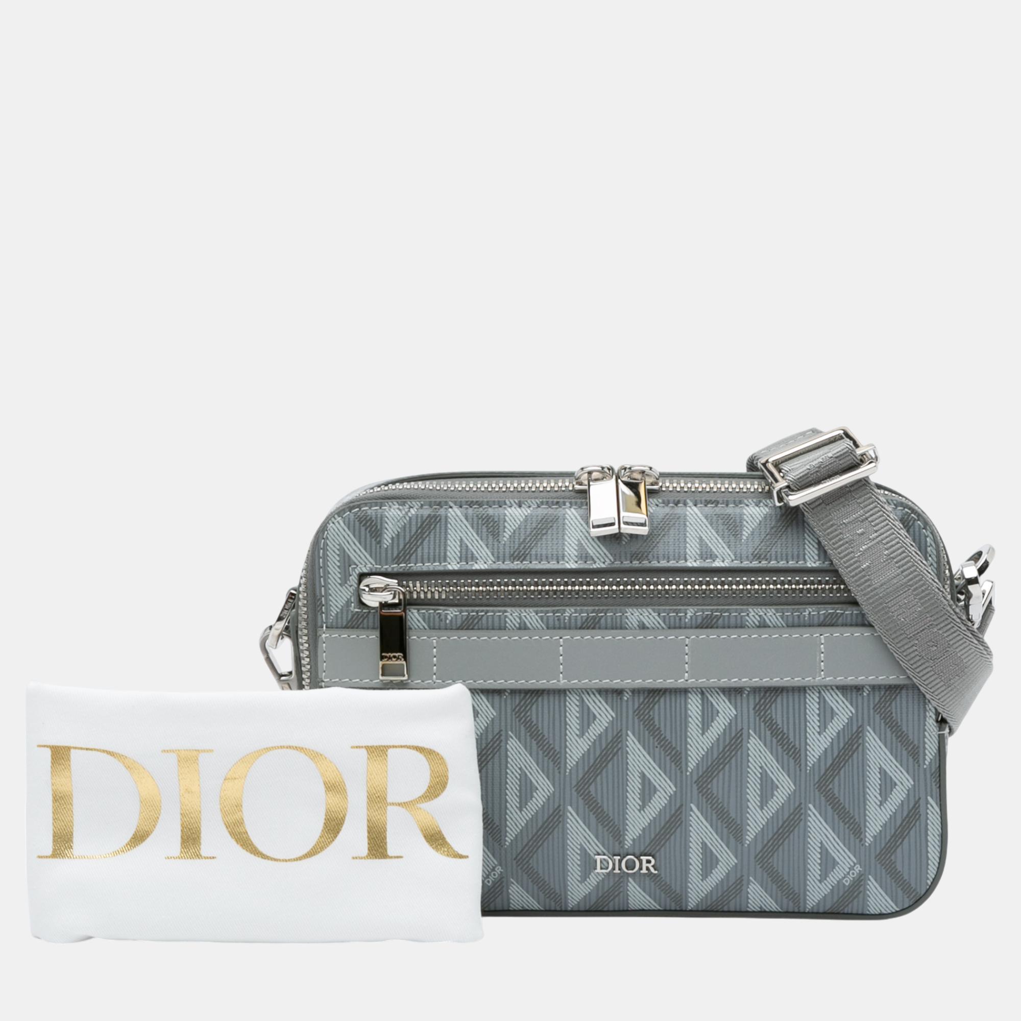 Dior Grey CD Diamond Safari Bag with Strap 