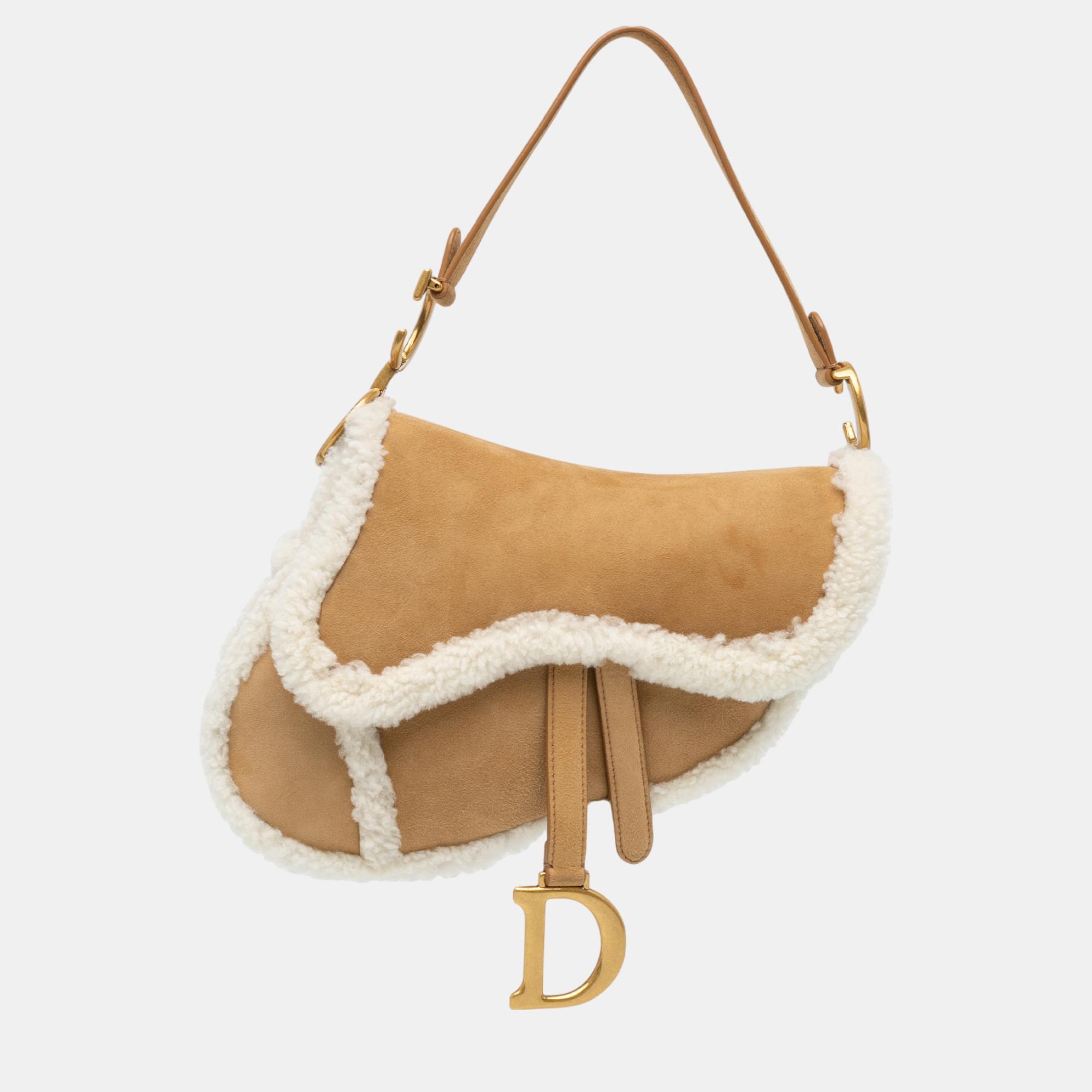 

Dior Brown Shearling Suede Saddle Bag