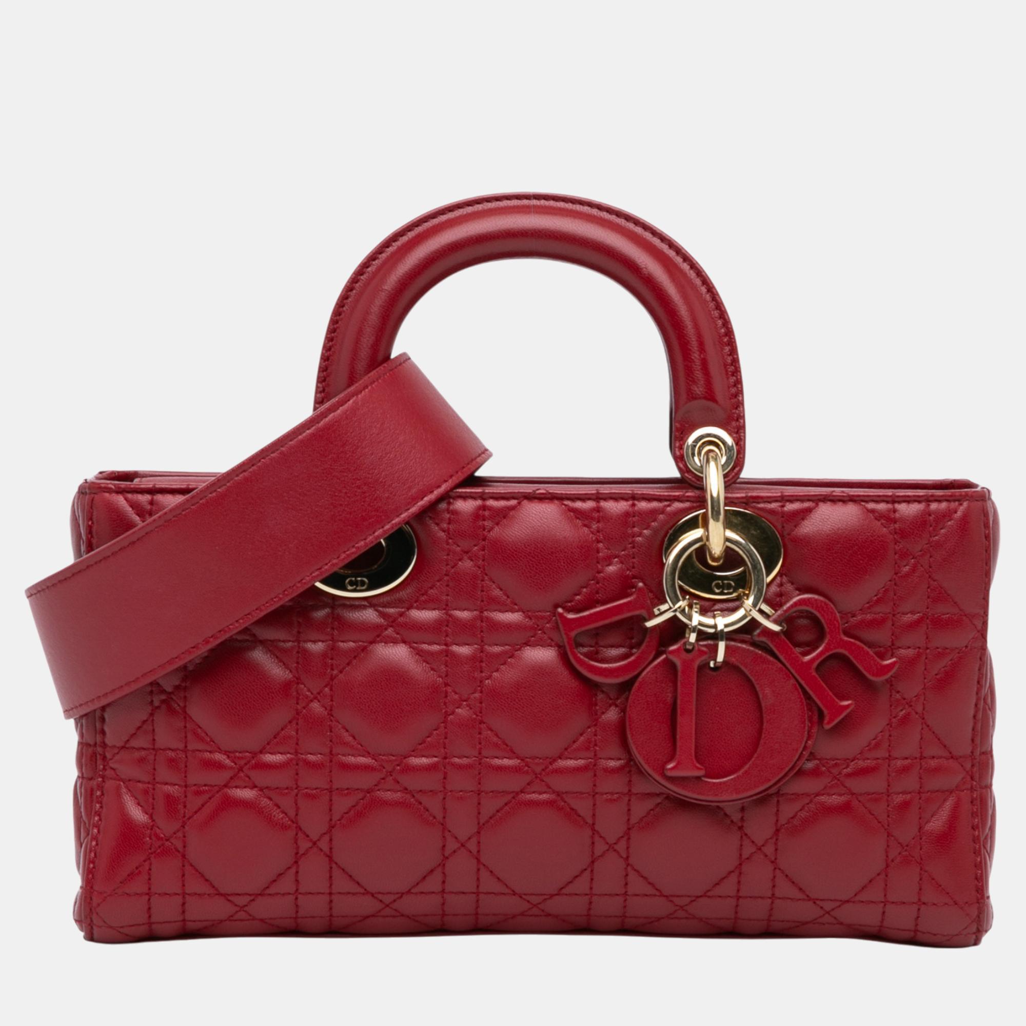 

Dior Red Medium Lambskin Cannage Lady D Joy