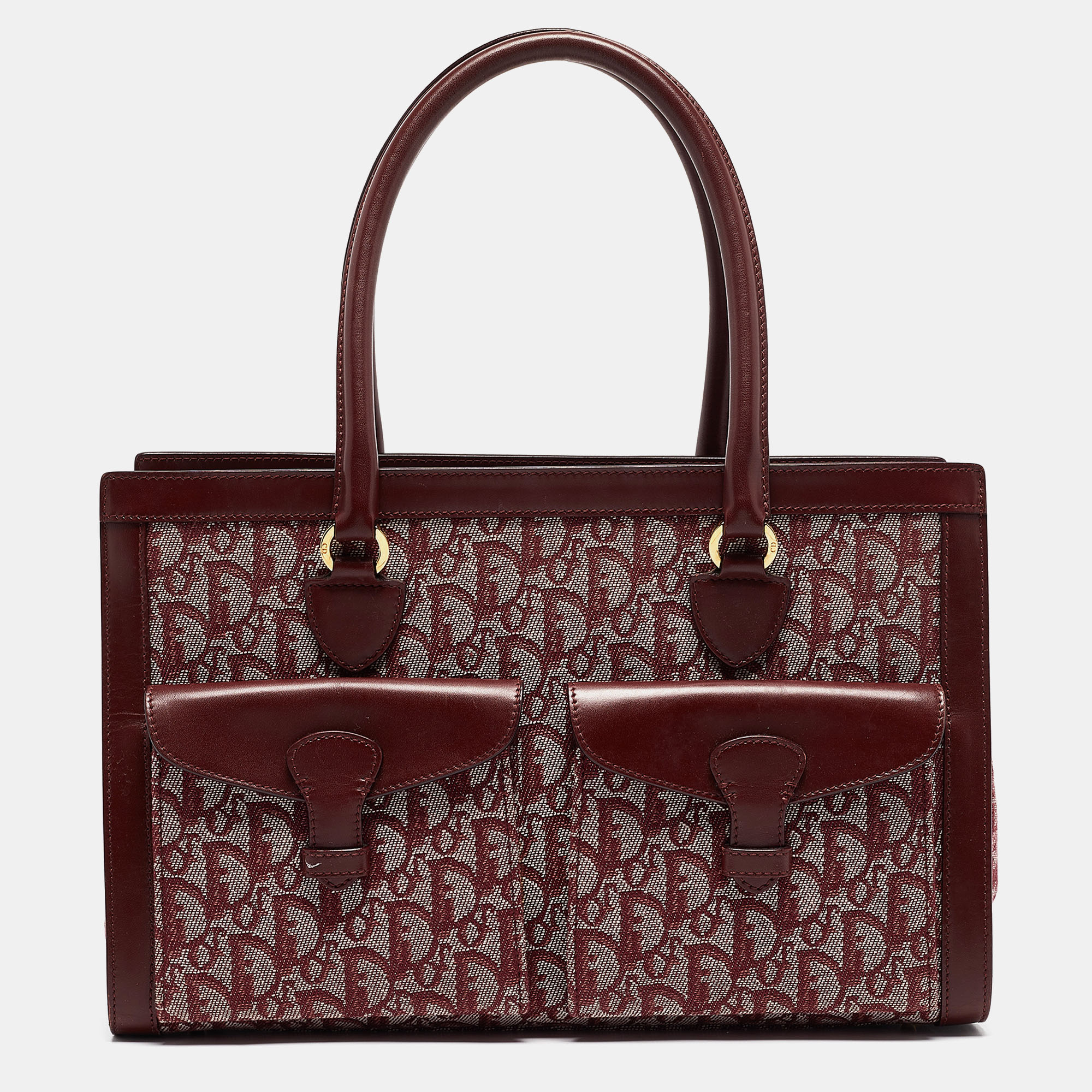 

Dior Burgundy Oblique Canvas Pocket Satchel