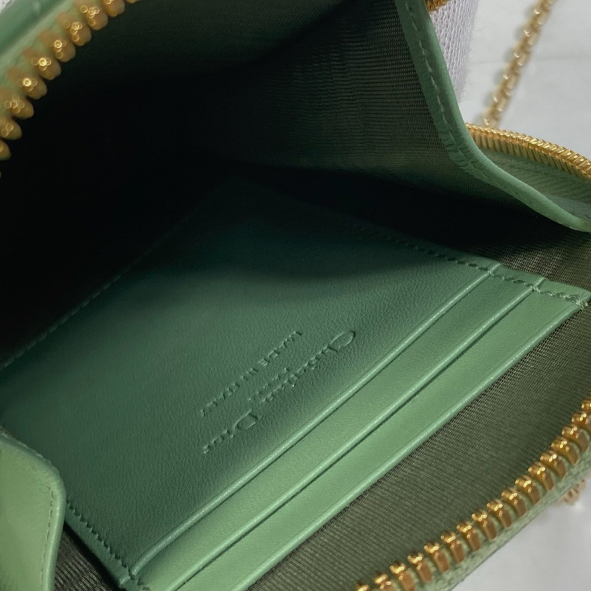 Dior Green Cannage Phone Chain Shoulder Bag 
