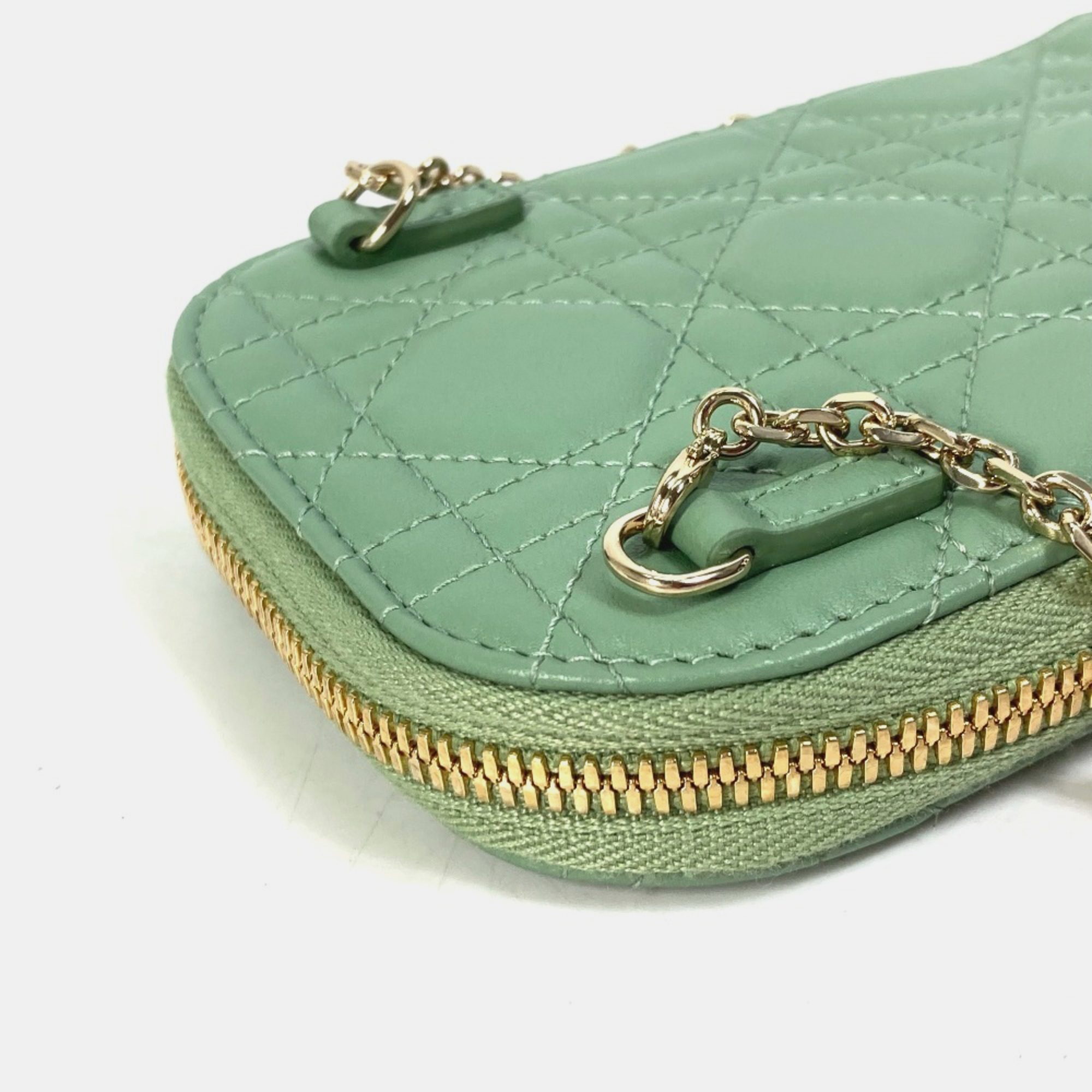 Dior Green Cannage Phone Chain Shoulder Bag 