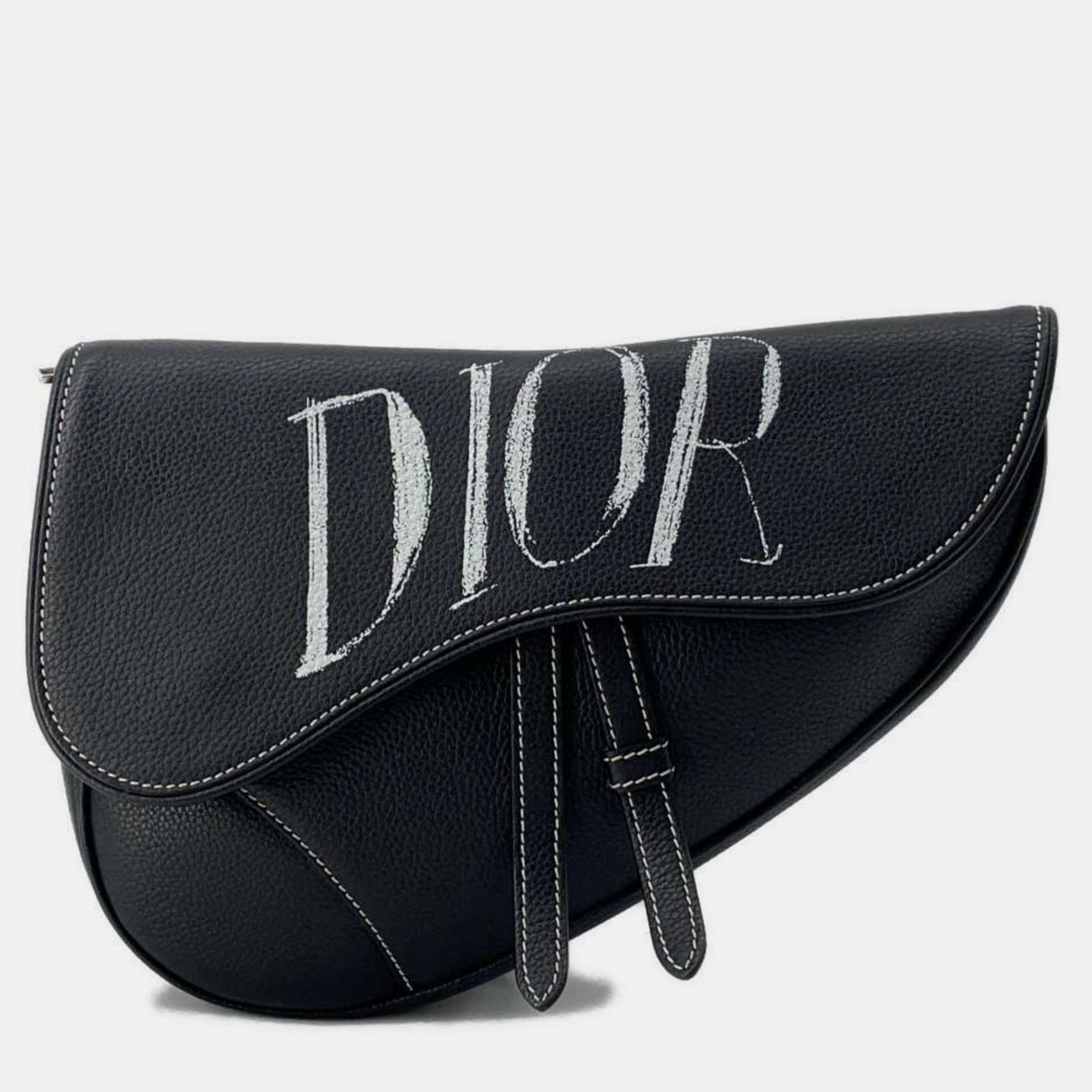 

Christian Dior Leather Black Saddle Body Bag