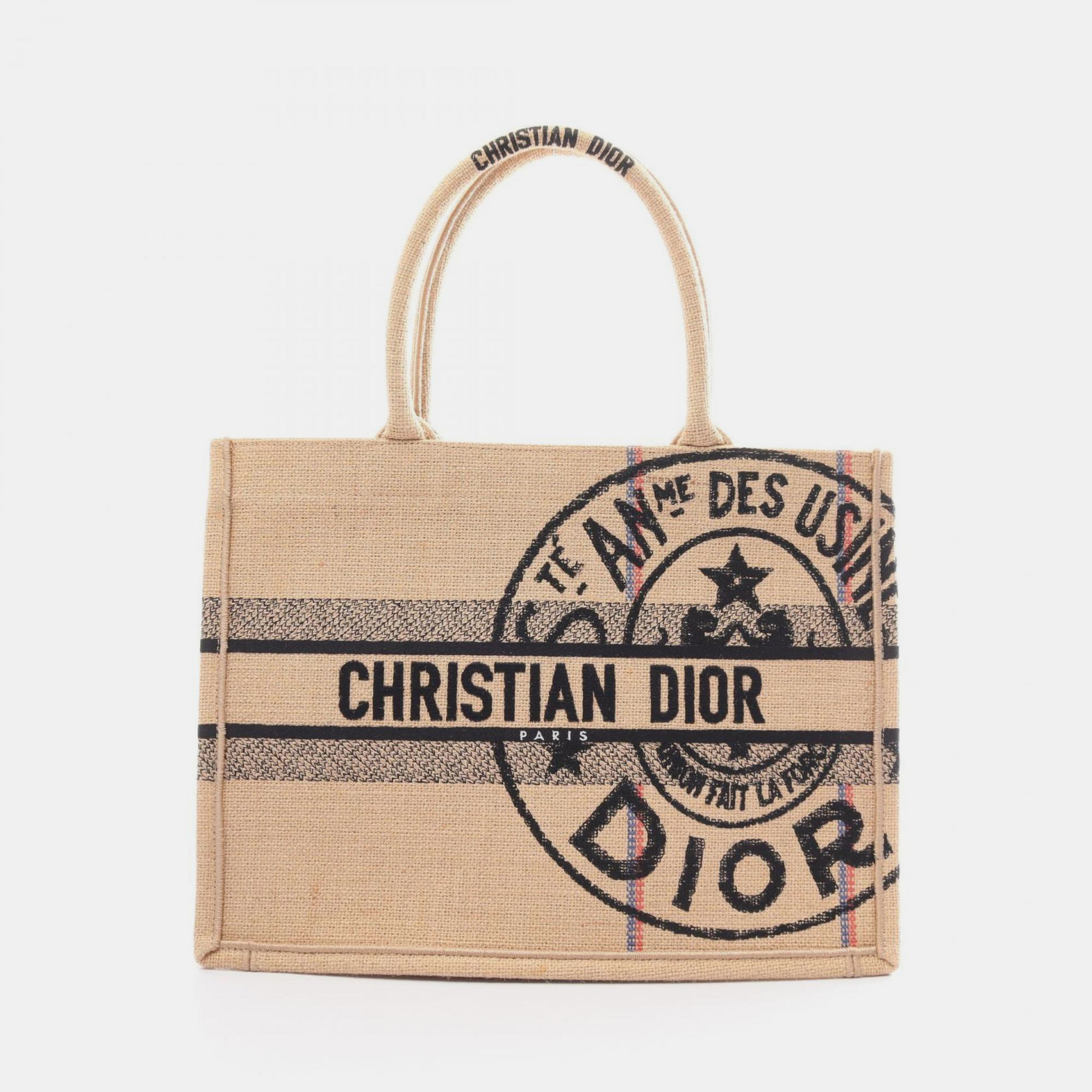 

Christian Dior Canvas Beige Multicolor Book Tote Medium Bag