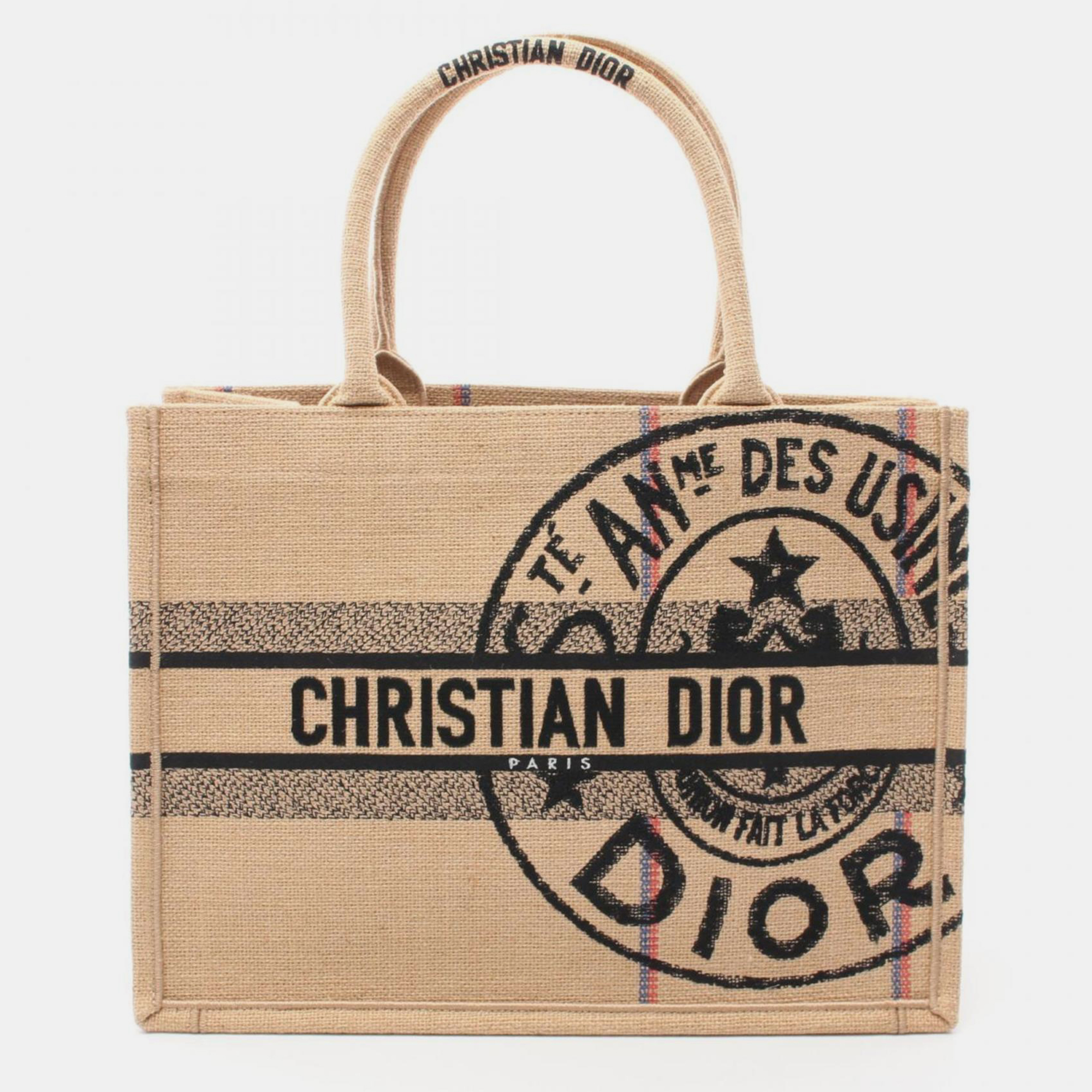 

Christian Dior Jute Canvas Beige Multicolor Medium Union Tote Bag