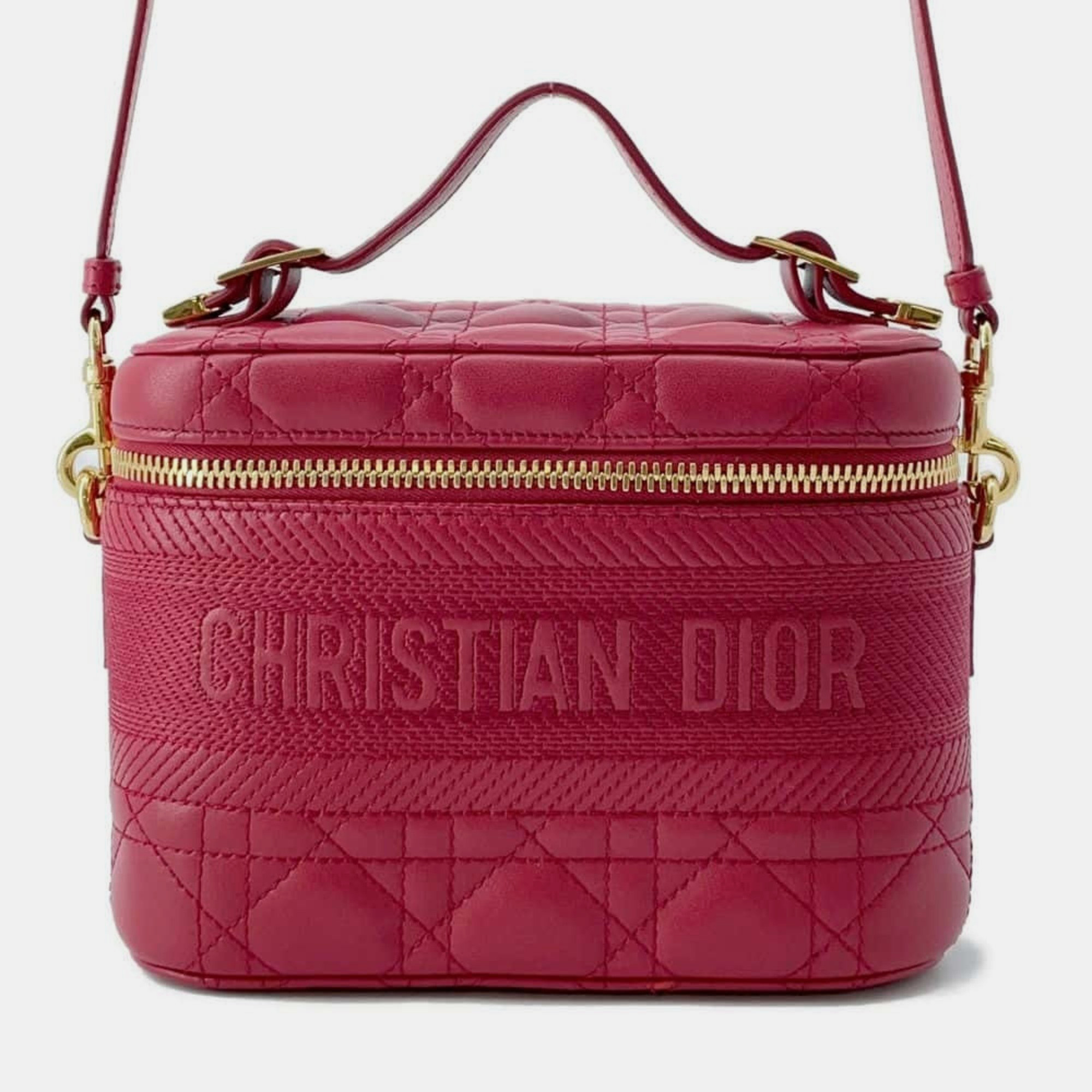 

Christian Dior Lambskin Small Vanity Cannage Handbag, Pink