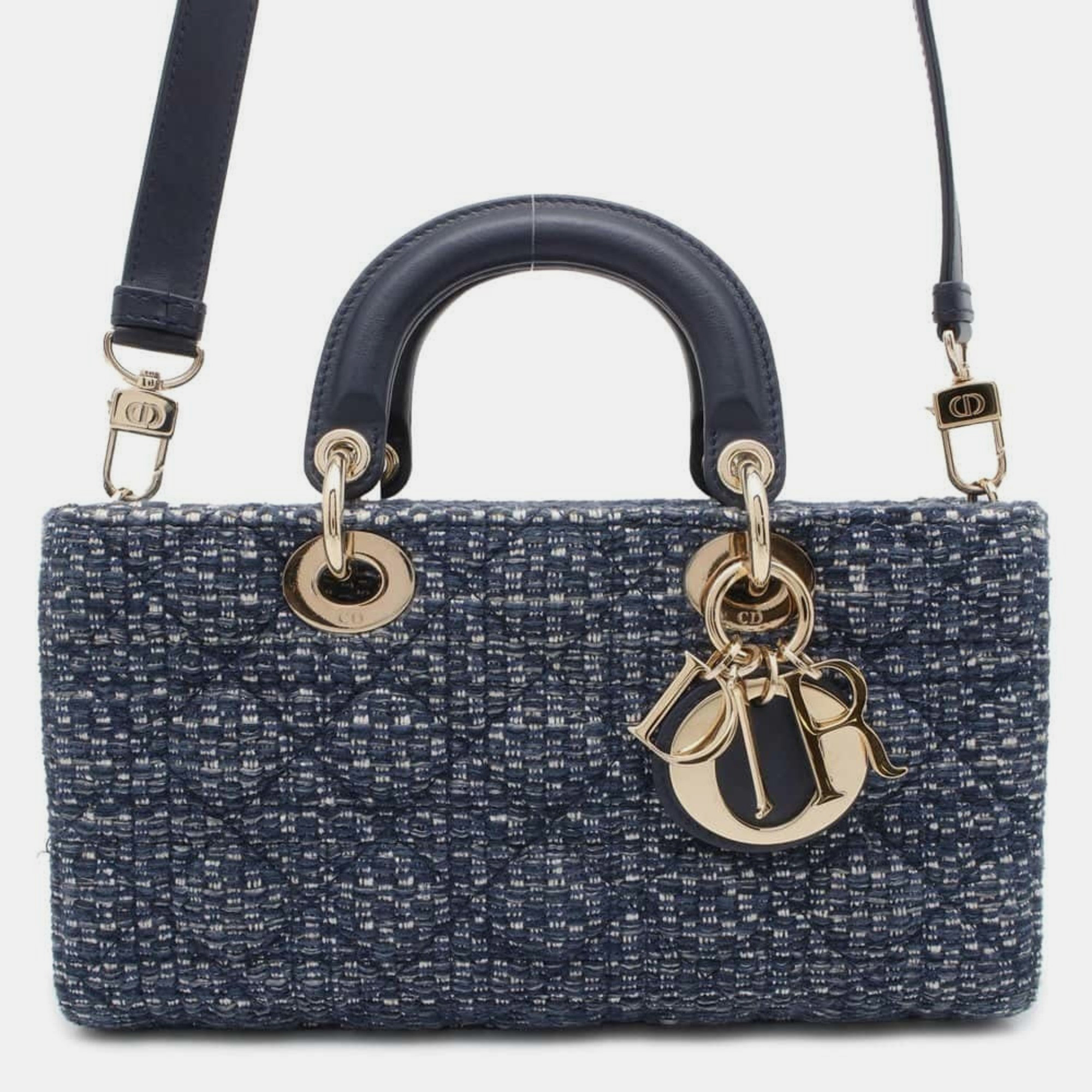 

Christian Dior LADY D-JOY tweed handbag, Navy blue