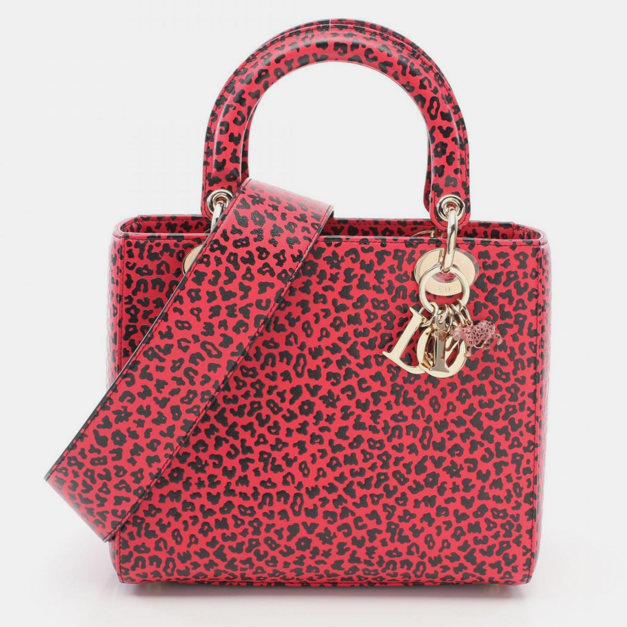 

Christian Dior Leather Red Black Dior Lady Handbag