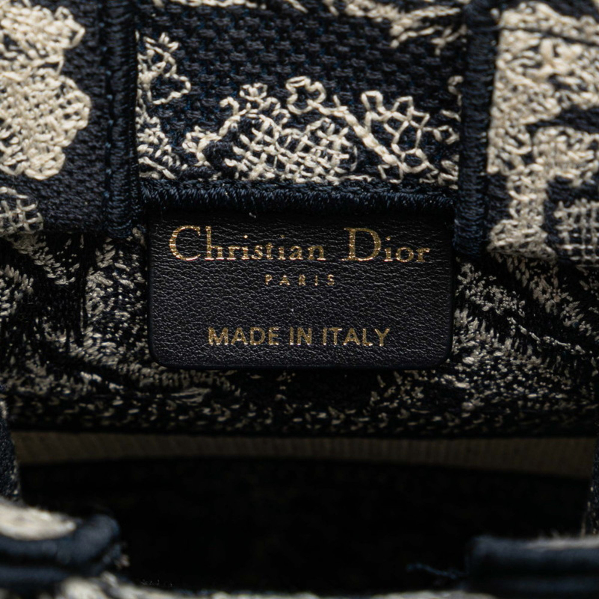 Christian Dior Navy White Jacquard Dior Reverse Toile de Jouy Embroidery Handbag 