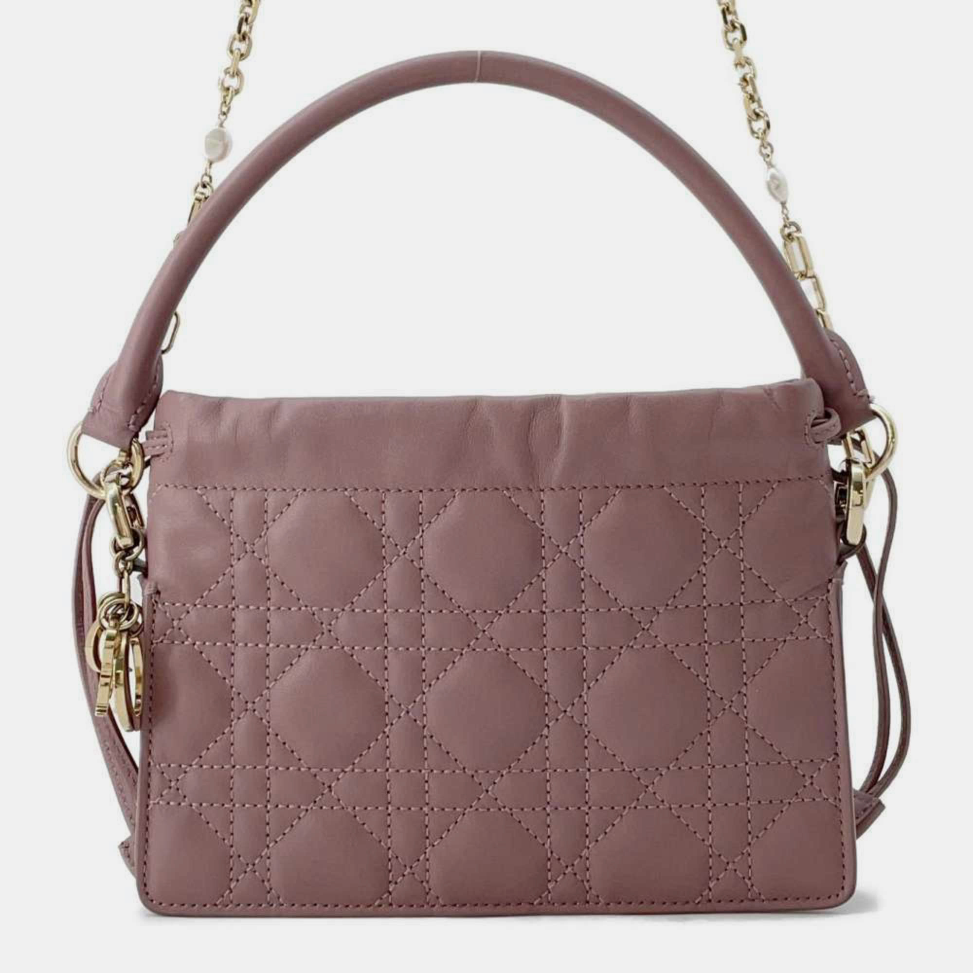 

Christian Dior lambskin Lady Millie Cannage shoulder bag, Pink