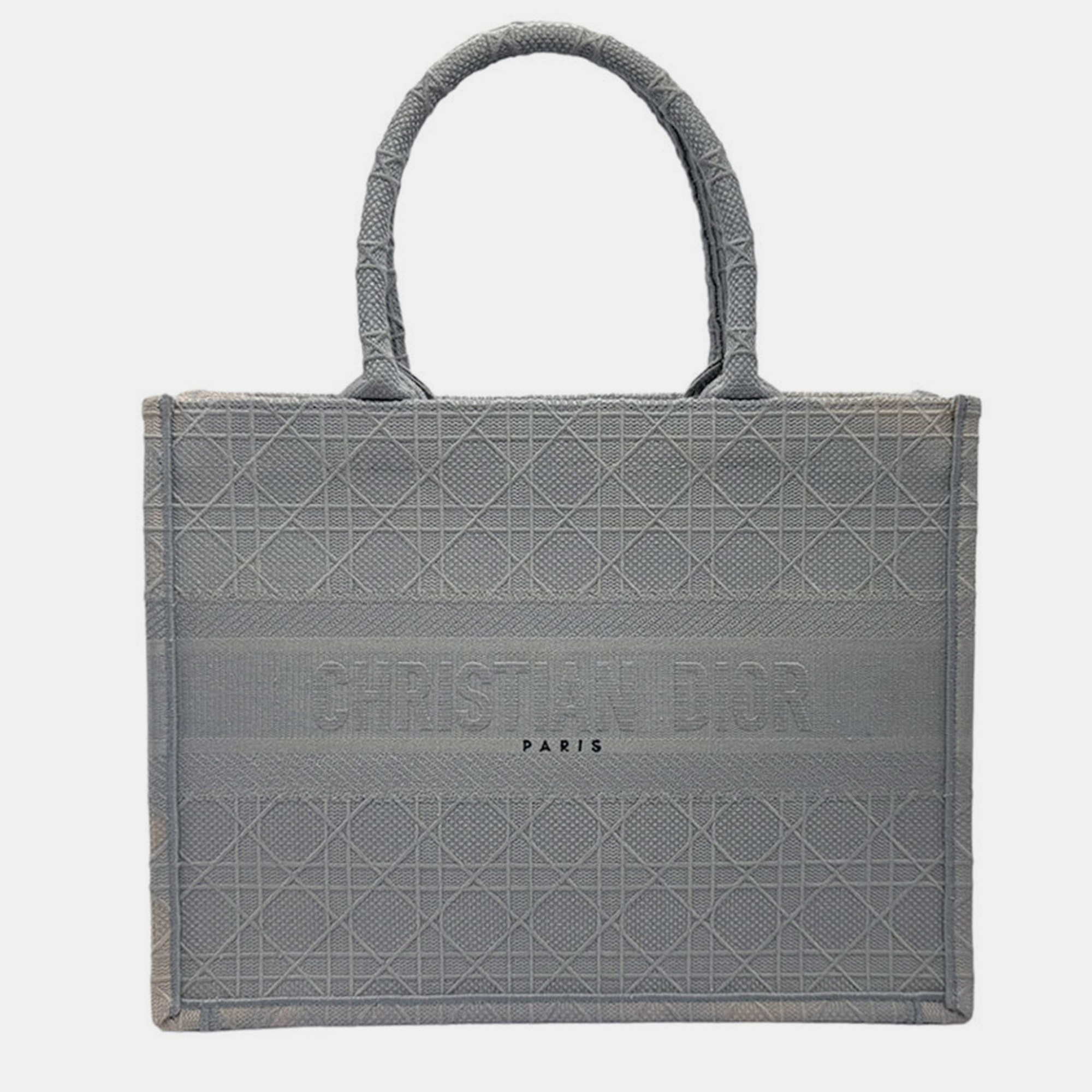 

Christian Dior canvas gray book medium tote bag, Grey