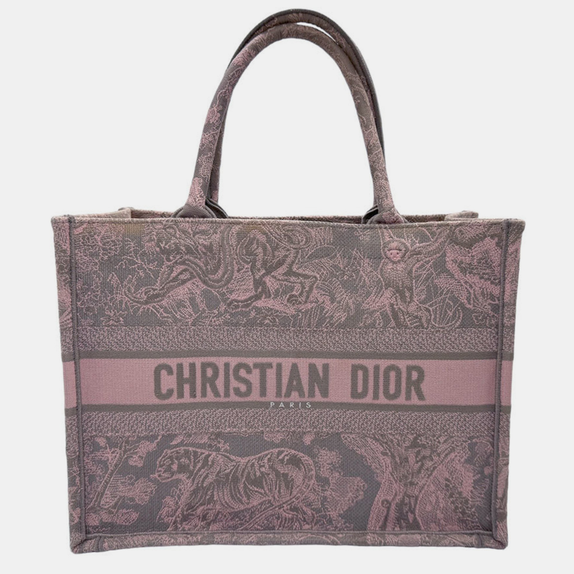 

Christian Dior Canvas Pink x Gray Book Medium Tote Bag