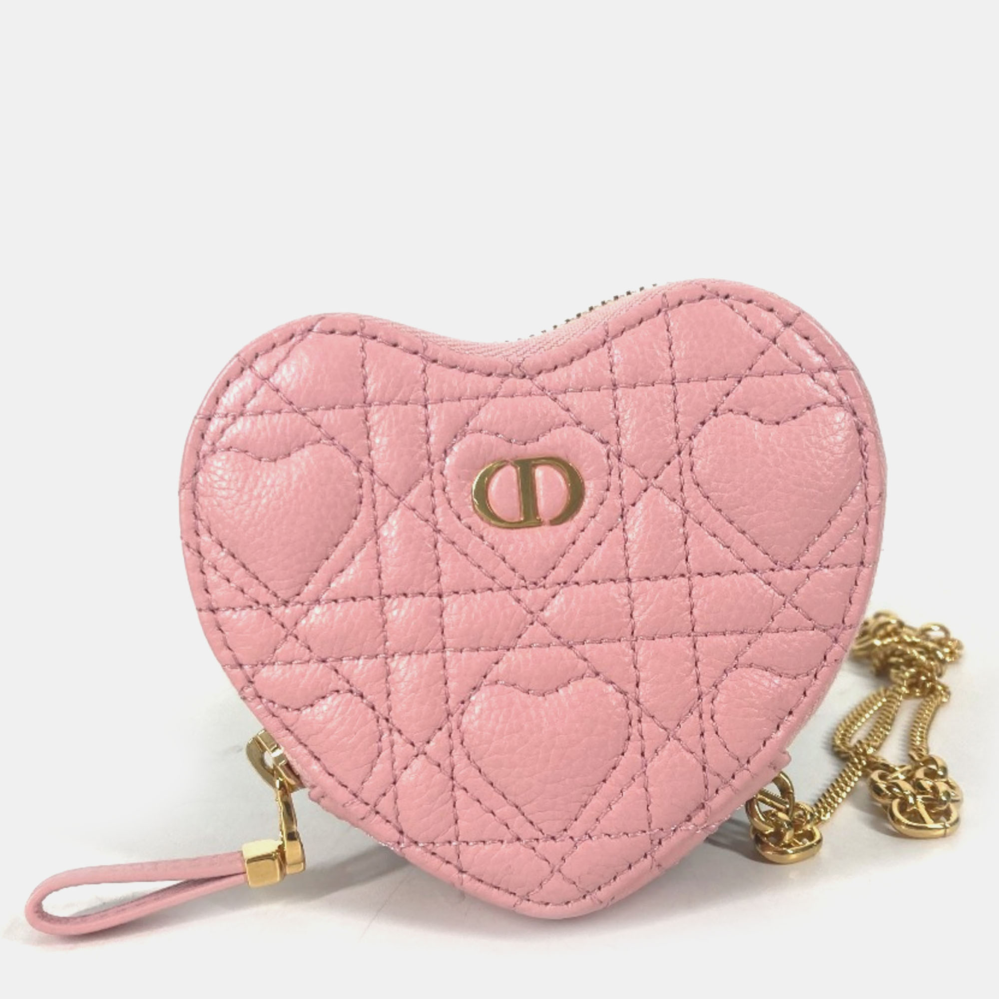 

Dior pink Heart Cannage Pochette Chain Bag