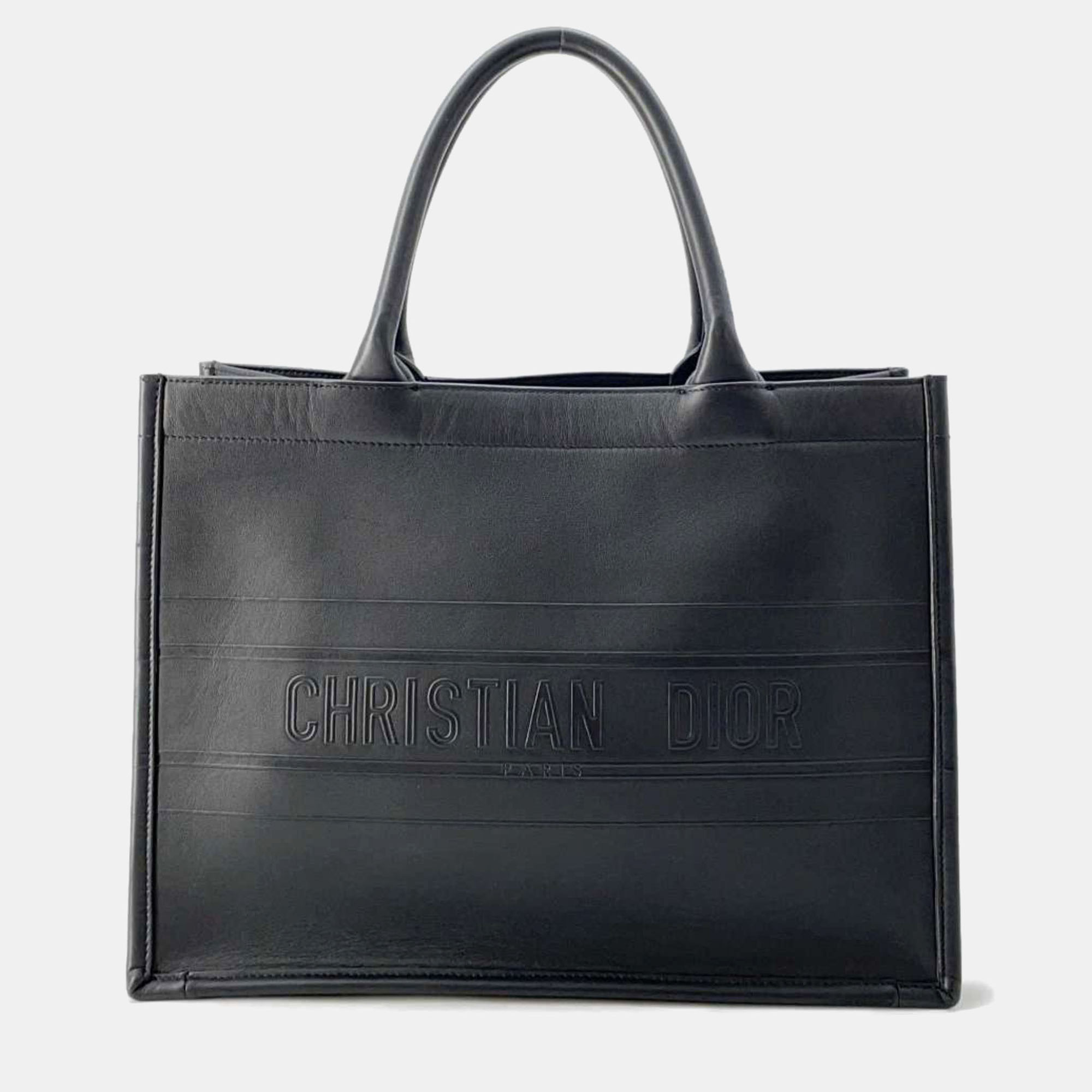 

Christian Dior Leather Black Book Medium All Tote Bag