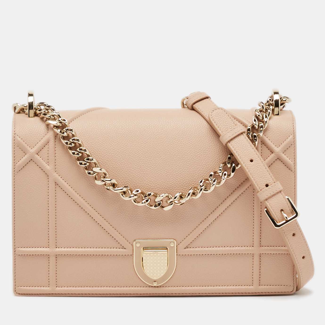 Pre-owned Dior Ama Flap Shoulder Bag In Beige