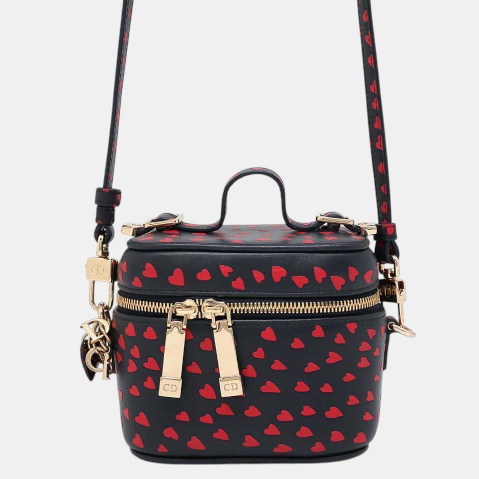 

Dior Navy/Red Leather Heart Shoulder Mini Vanity bag, Navy blue