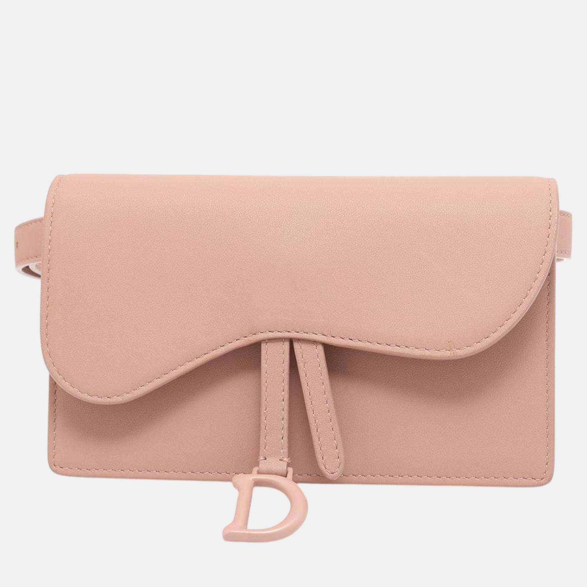 

Dior Pink Leather Ultramatt Saddle Belt Pouch