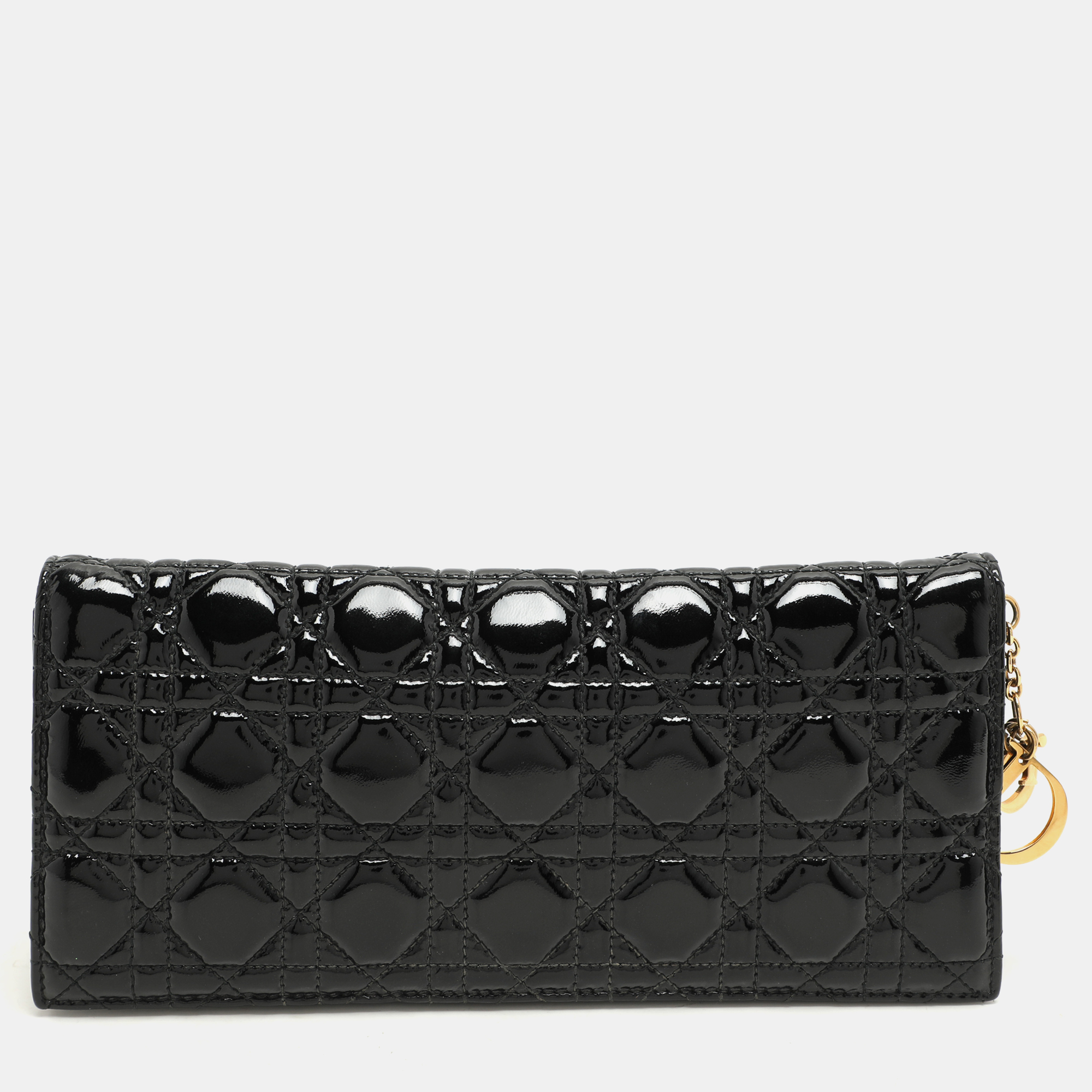 

Dior Black Quilted Cannage Patent Leather Lady Dior Chain Clutch