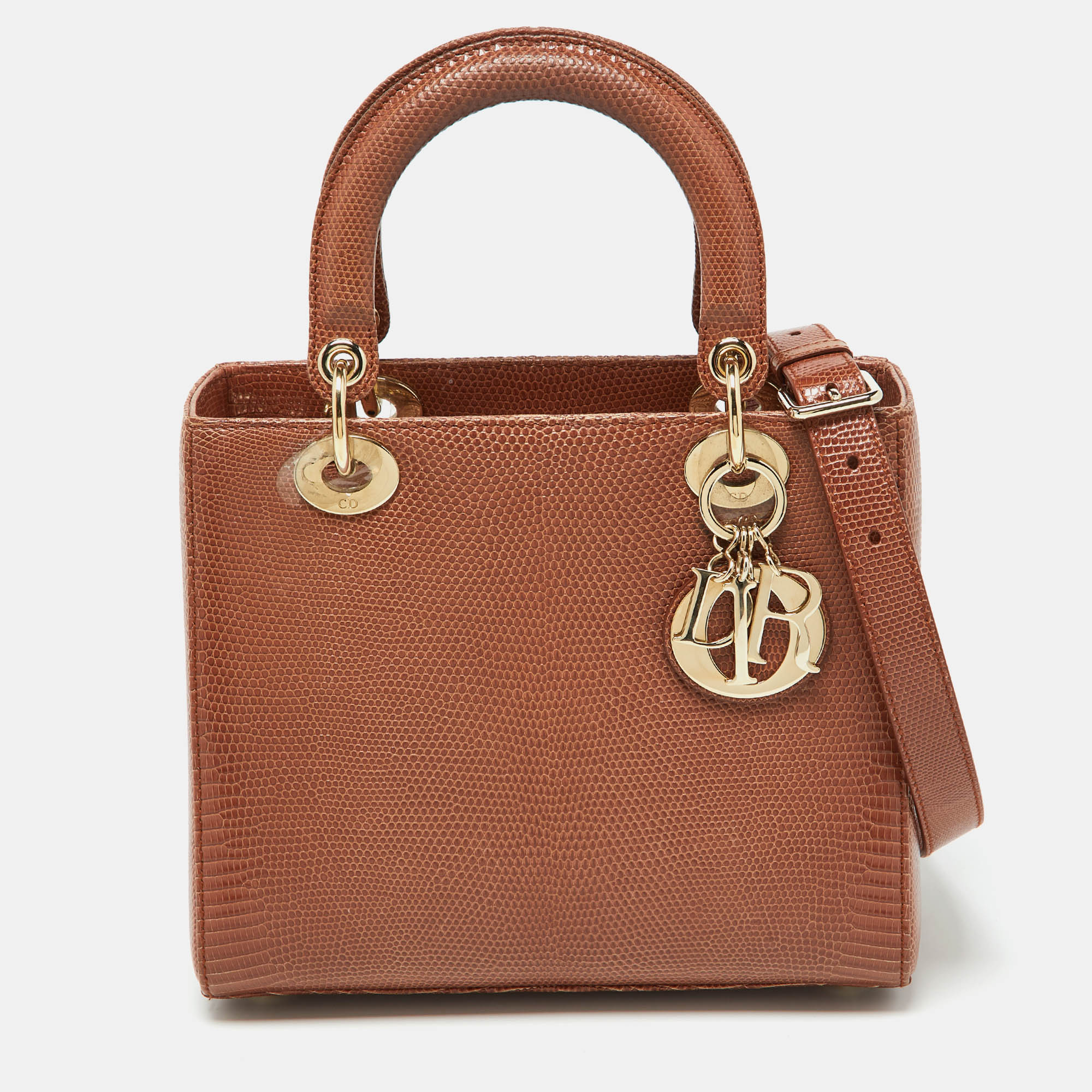 

Dior Brown Lizard Medium Lady Dior Tote