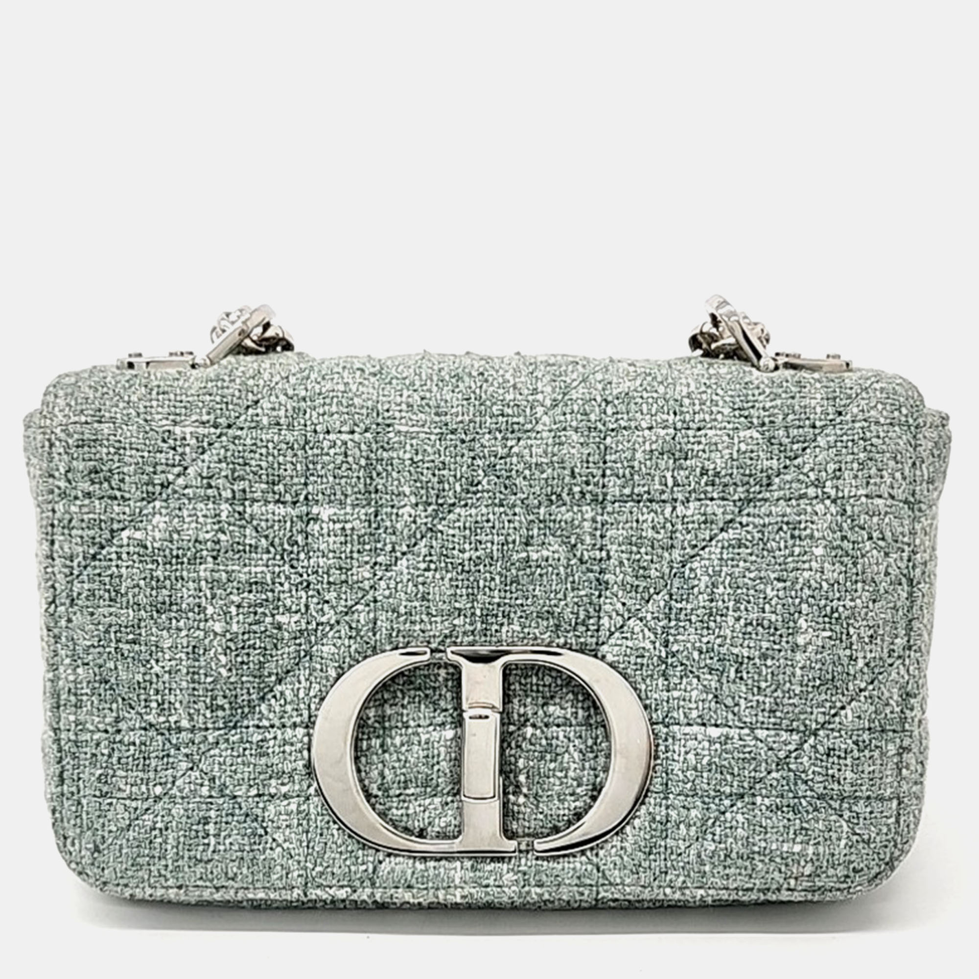 

Christian Dior Linen Caro Small Bag, Green