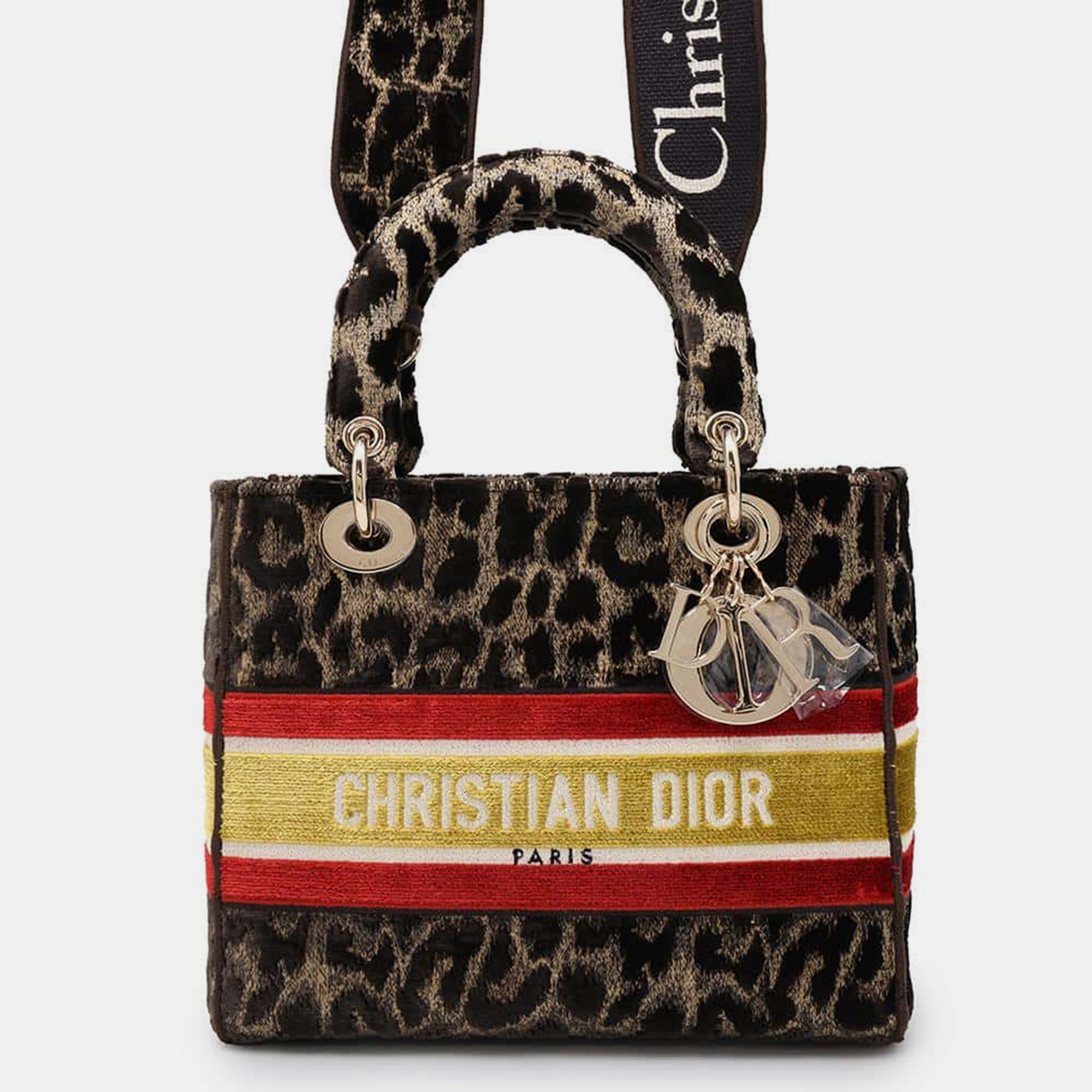 

Dior Lady Dee Light Leopard Brown/Red/Yellow Velvet Size Medium, Multicolor