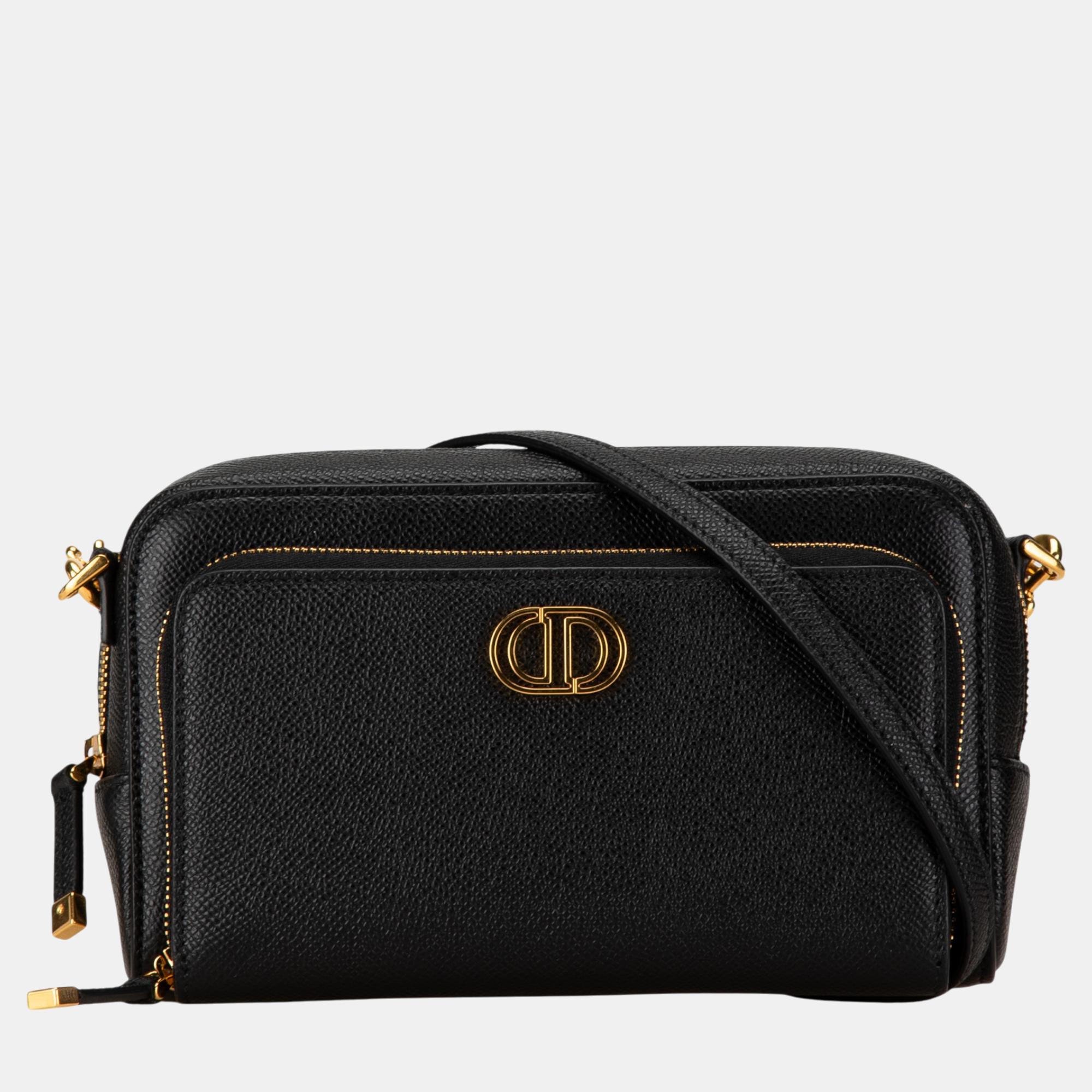 

Dior Black Grained Calfskin Caro Double Pouch