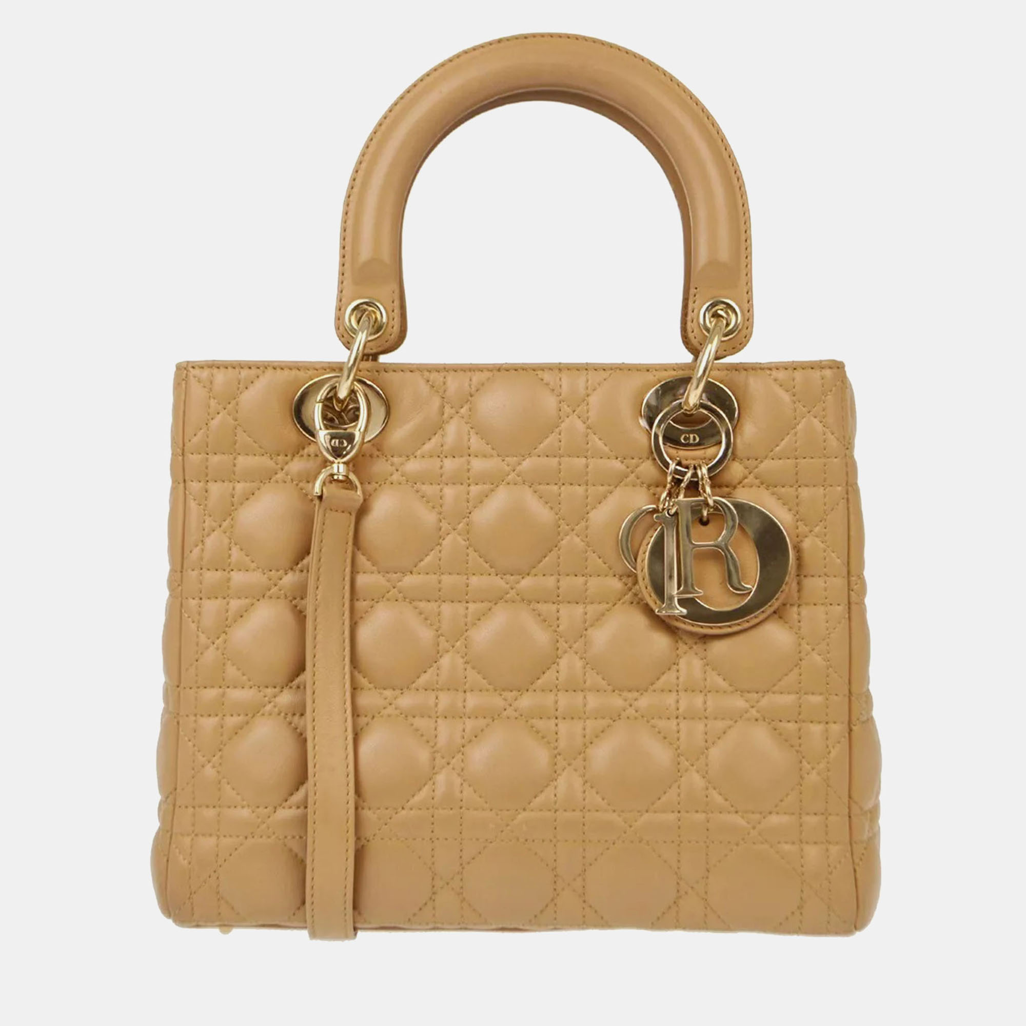 

Christian Dior Beige Lambskin Lady Dior Cannage Handbag