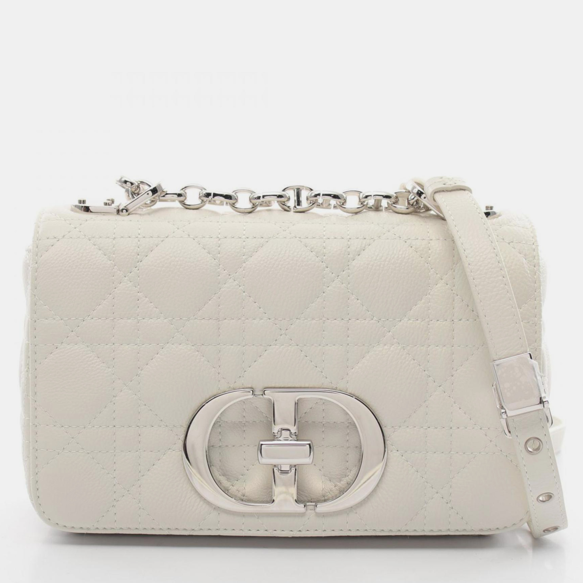 

Christian Dior White Leather Dior CARO Small Cannage 30 Montaigne Shoulder Bag