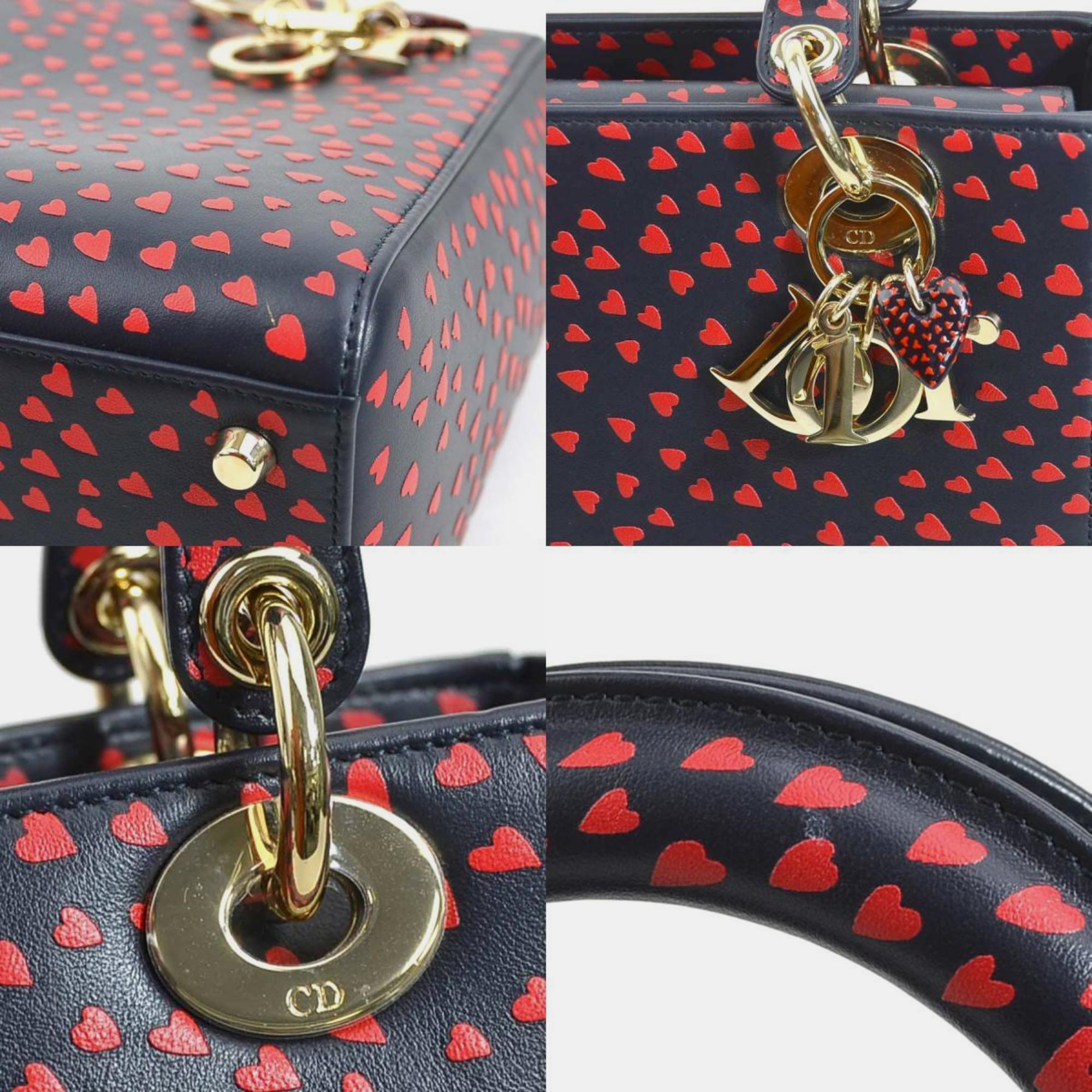 Christian Dior Leather Navy x Red I Love Paris Lady Shoulder Bag 5