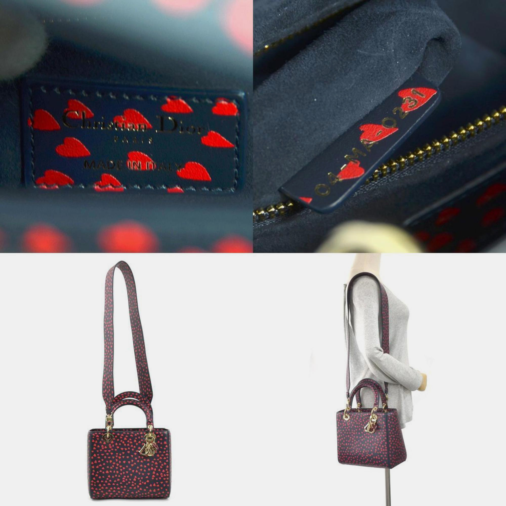 Christian Dior Leather Navy x Red I Love Paris Lady Shoulder Bag 2