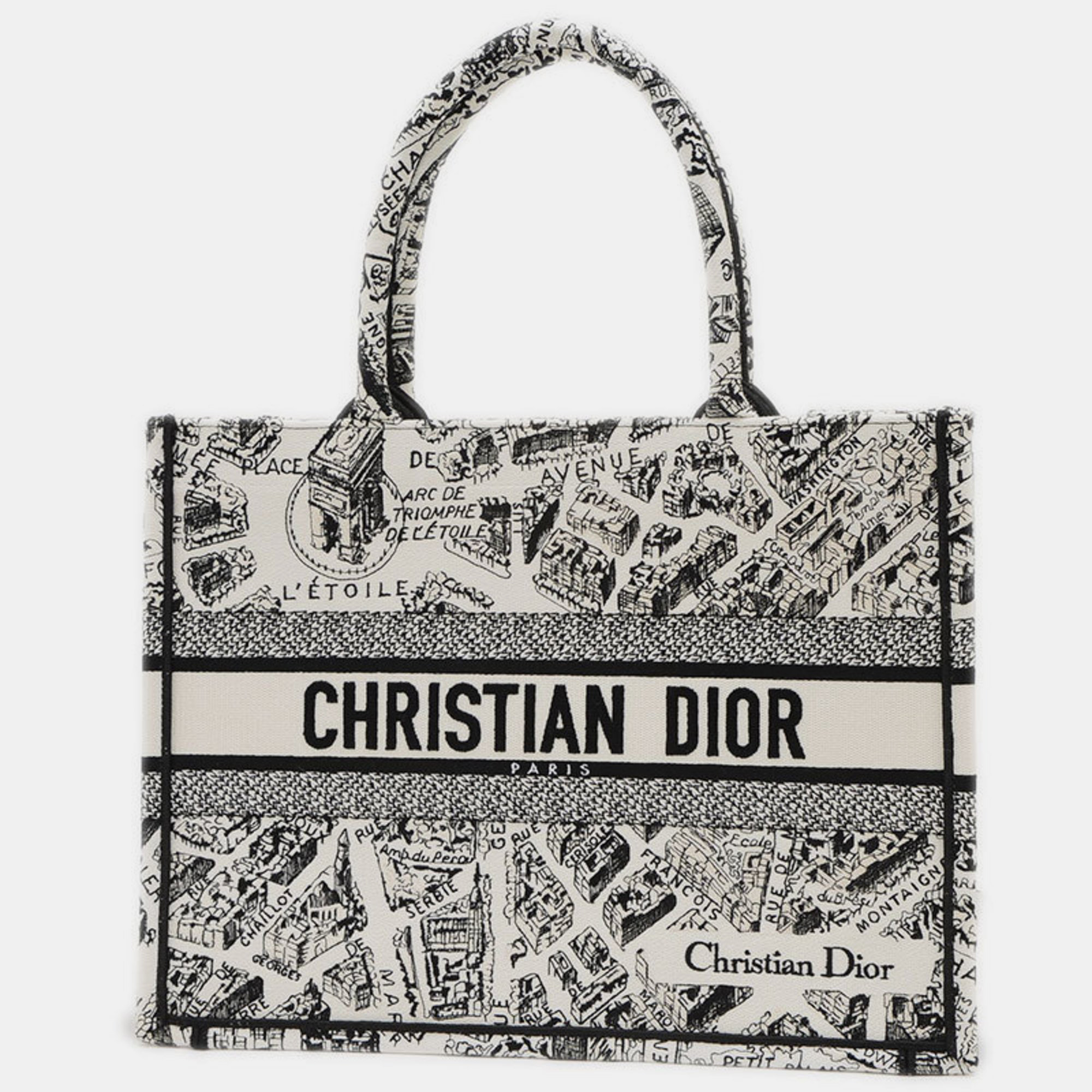 

Dior White Black Book Medium Embroidery Plan de Paris Tote bag