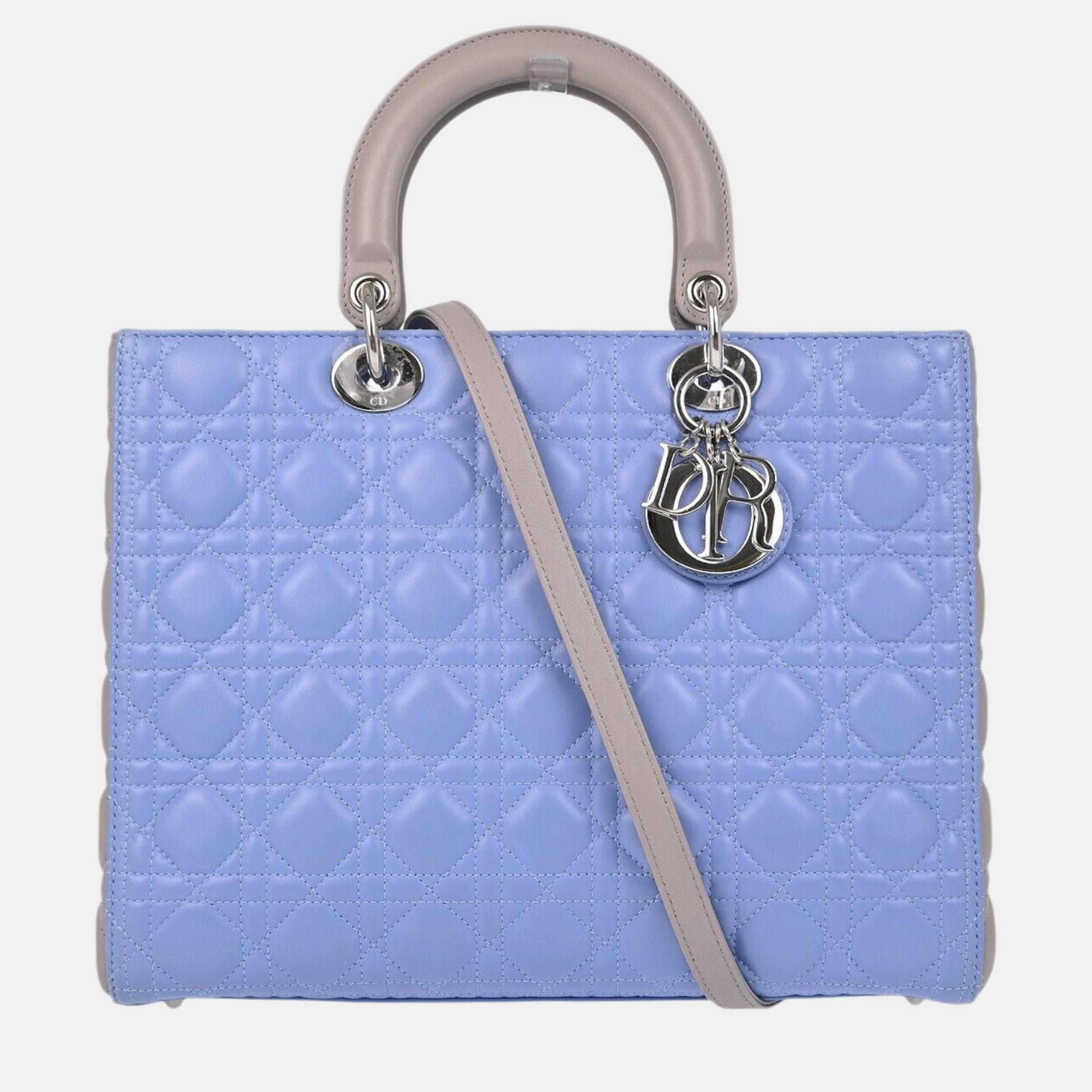 

Christian Dior Blue Lambskin Lady Dior Cannage Handbag