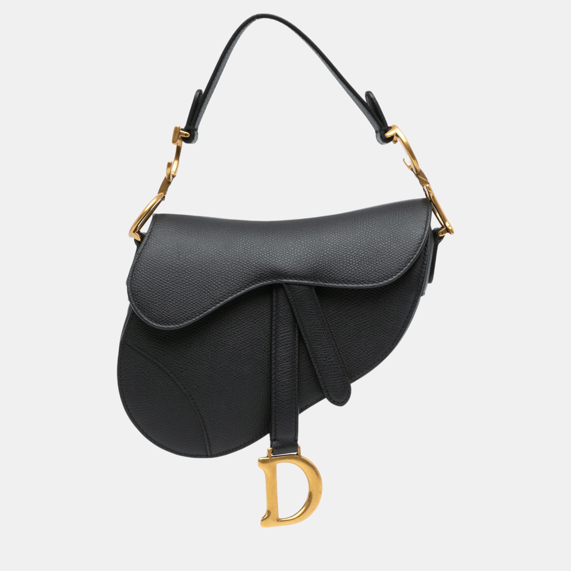 

Dior Mini Leather Saddle, Black