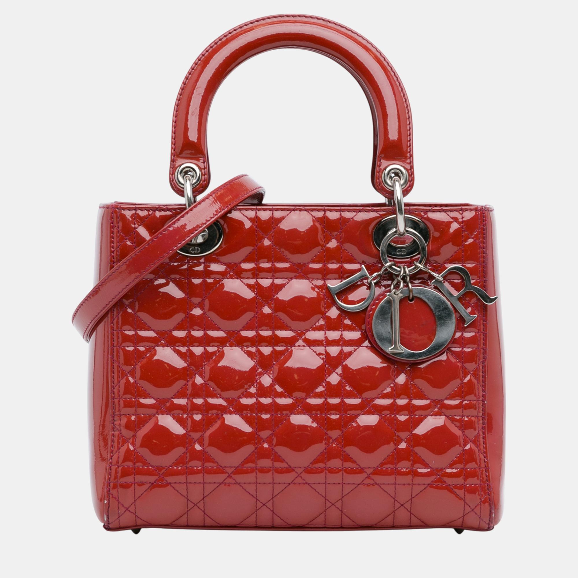 

Dior Medium Patent Cannage Lady Dior, Red