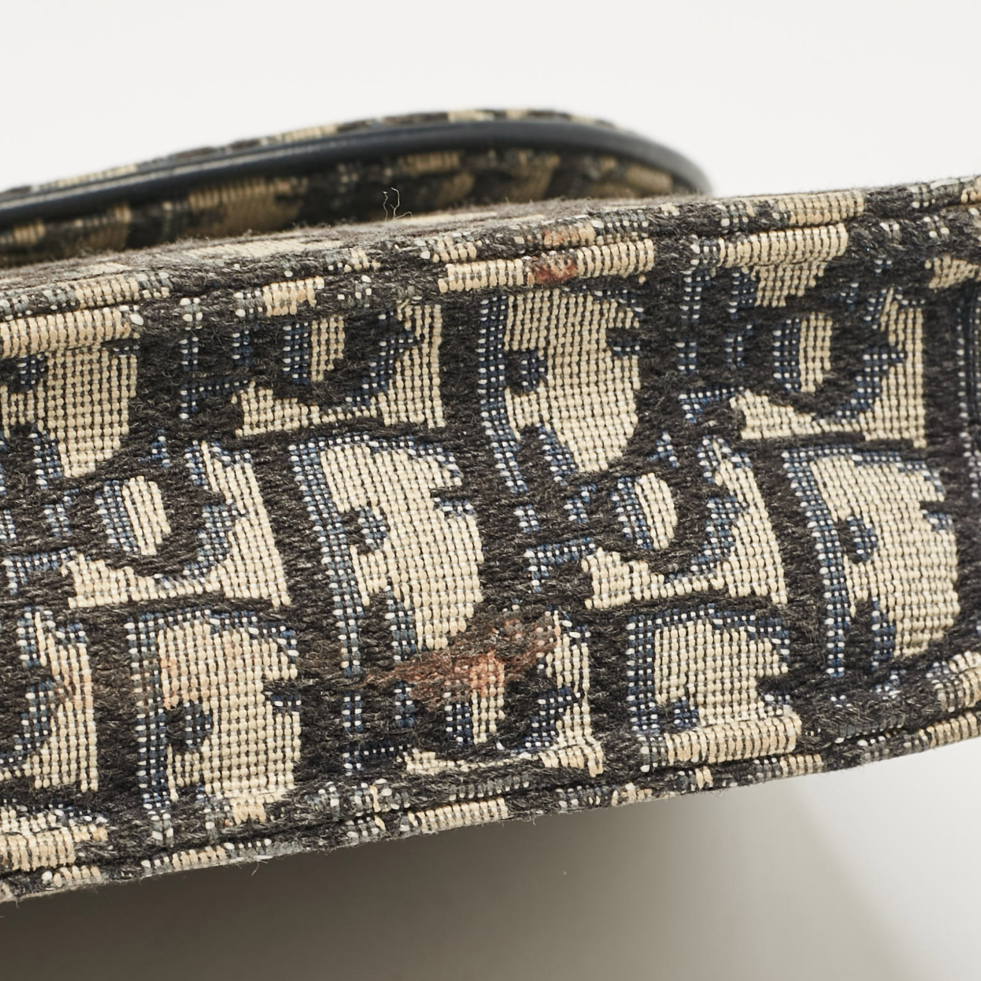 Dior Blue Oblique Canvas Medium Chain Saddle Pouch 
